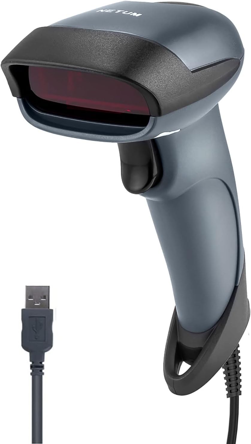 NETUM NT-M1 1D Laser Barcode Scanner USB Wired – Handheld 32-Bit Barcode Reader for POS System, Supermarket & Retail A4 Code Scanner