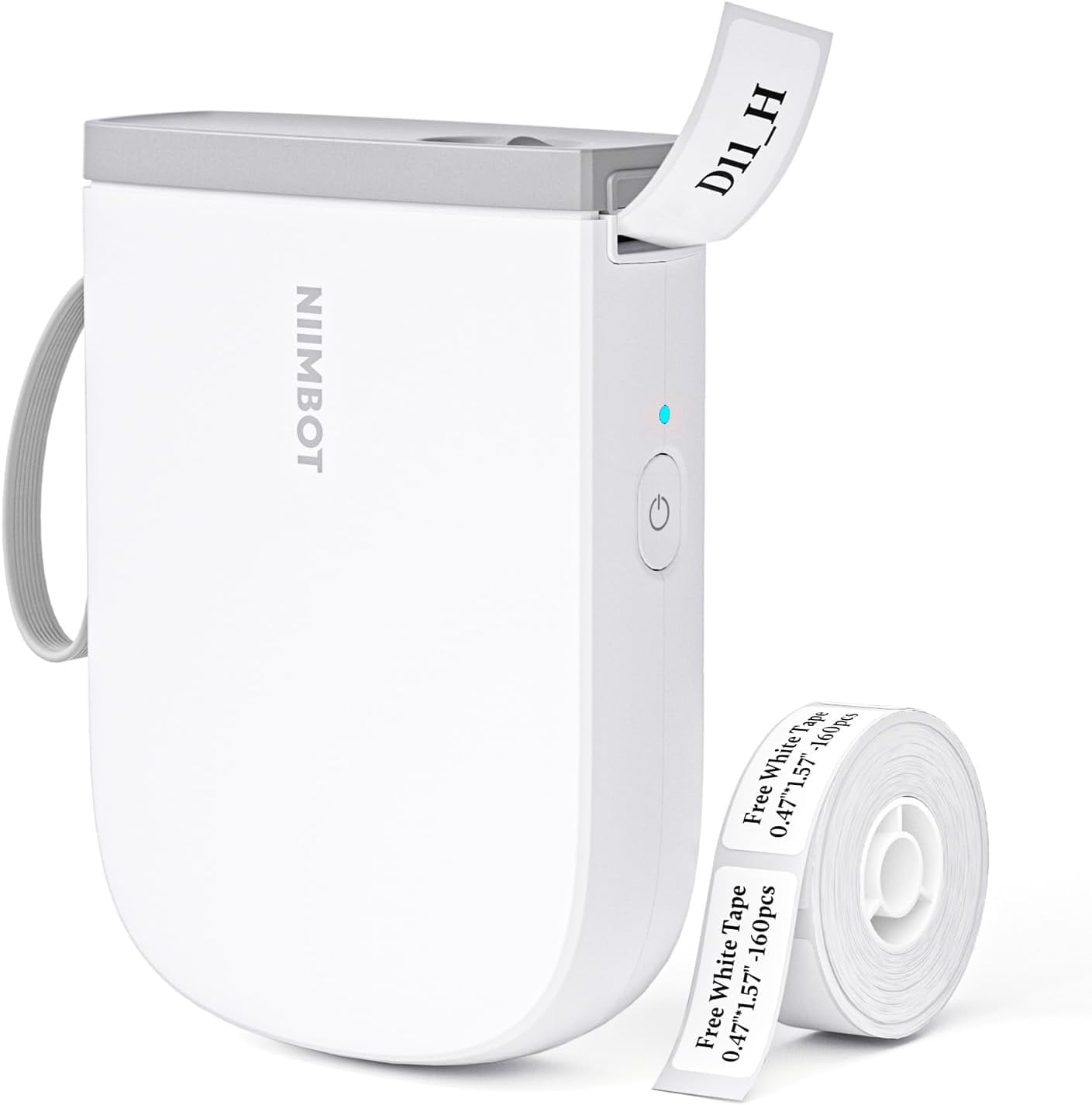 NIIMBOT D11 Bluetooth Mini Label Maker – 300 DPI Portable Thermal Label Printer with Tape, Rechargeable Wireless Sticker Printer for Home, Office & Organization (White)