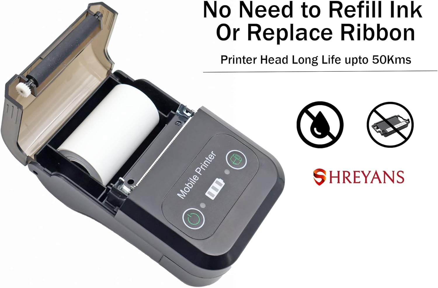 Shreyans SRS58B Thermal Receipt Printer | Portable Bluetooth Mini Printer for POS, Billing & Mobile Use