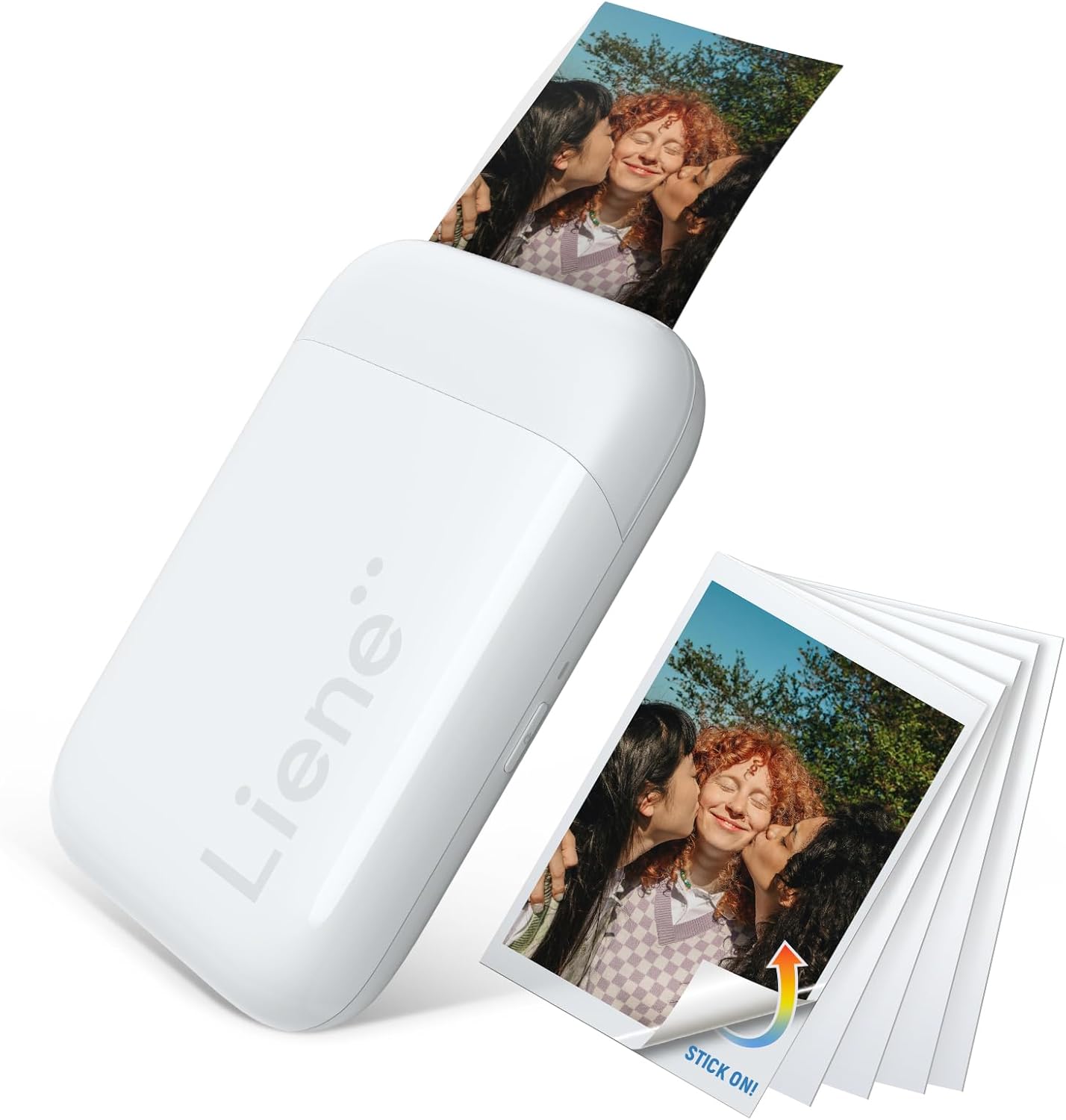 Liene 2x3” Mini Photo Printer – Portable Bluetooth 5.0 Zink Printer with 5 Adhesive Photo Papers, Wireless Instant Color Printing for iOS & Android Smartphones, Compact Pocket Printer (Pearl White)
