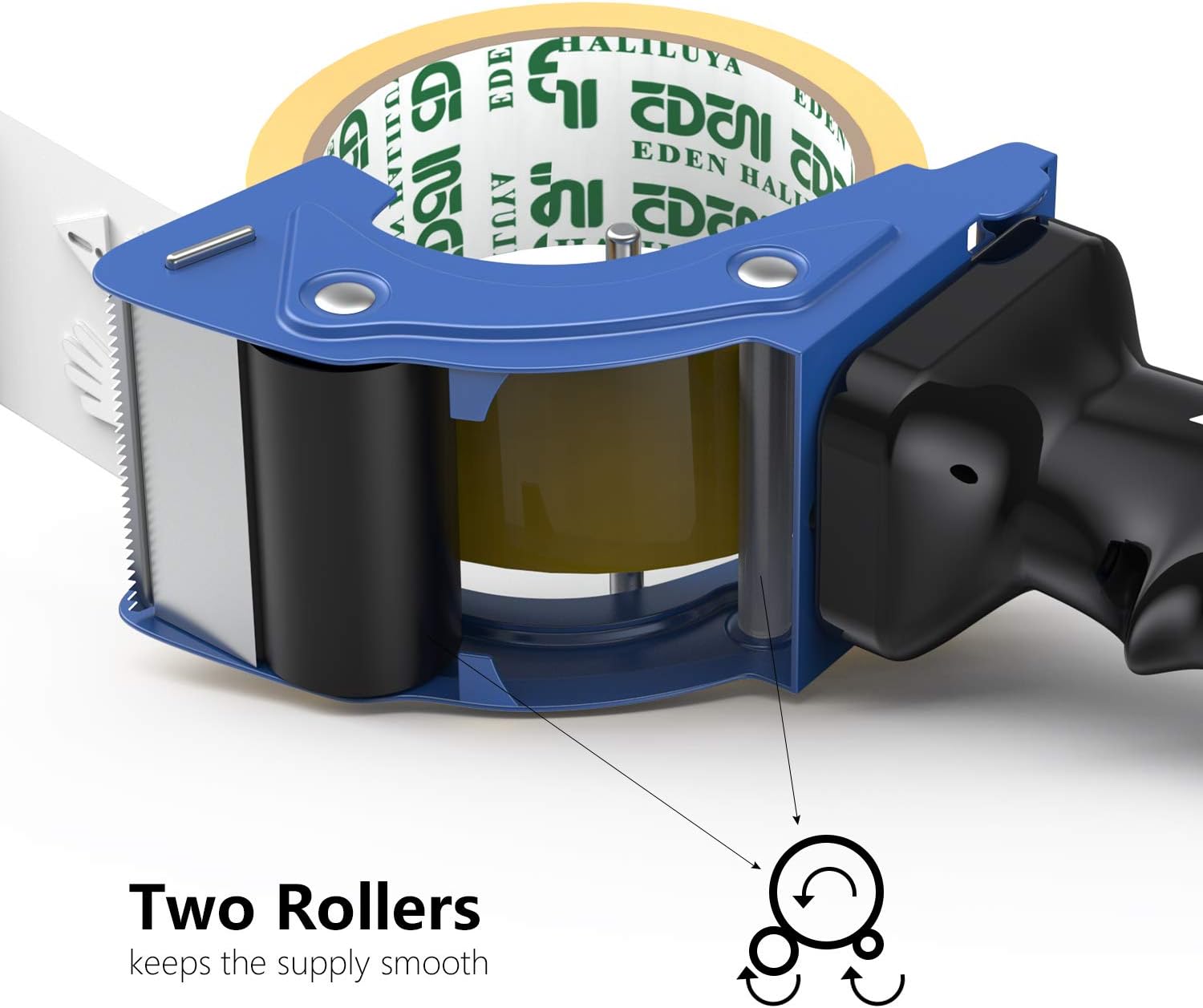 Fast Reload 2-Inch Tape Gun Dispenser with Cutter – Heavy Duty Packing Tape Dispenser for Packaging, Sealing & Shipping Boxes (Blue)