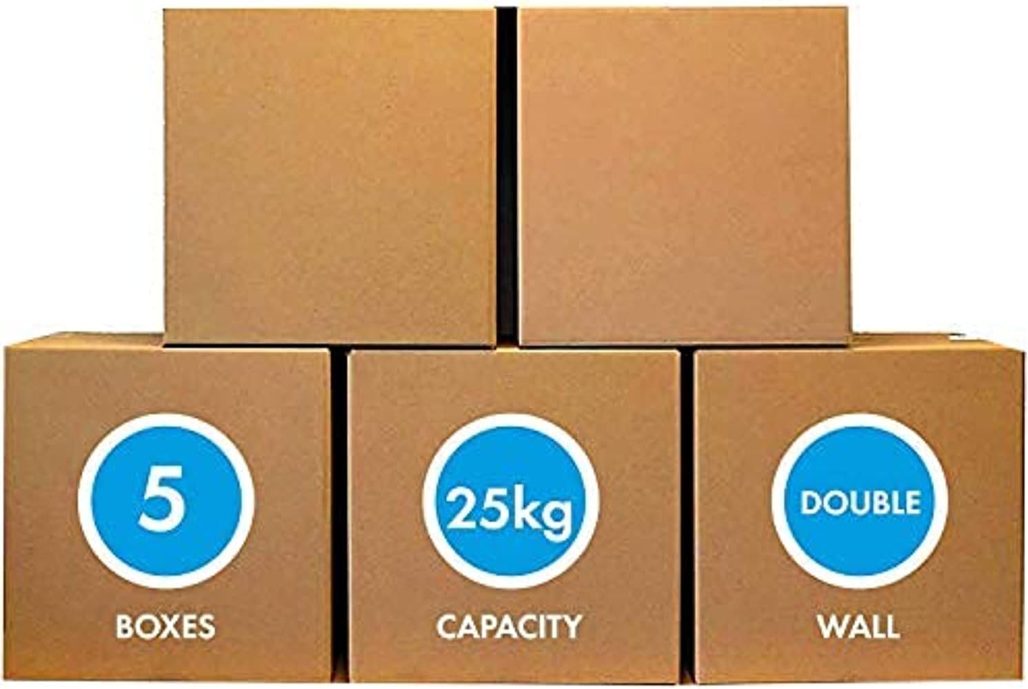 MARKQ 5 Pack Medium Double Wall Corrugated Cardboard Moving Boxes (45x45x45 cm, 25KG Capacity) – 5 Ply Heavy Duty Recyclable Cartons for Packing, Shipping & Storage