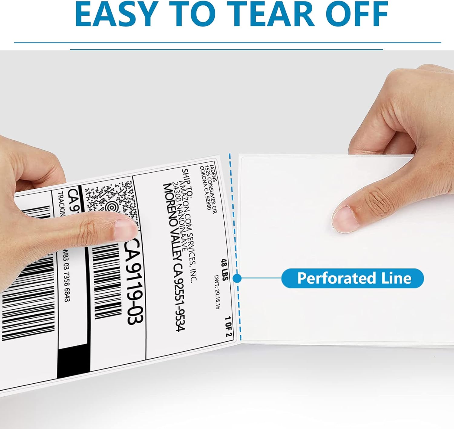 JADENS 4x6 Thermal Shipping Labels – 500 Perforated Fan-Fold Labels, Commercial Grade, Compatible with Rollo, Zebra, Brother Printers (Not for Dymo)