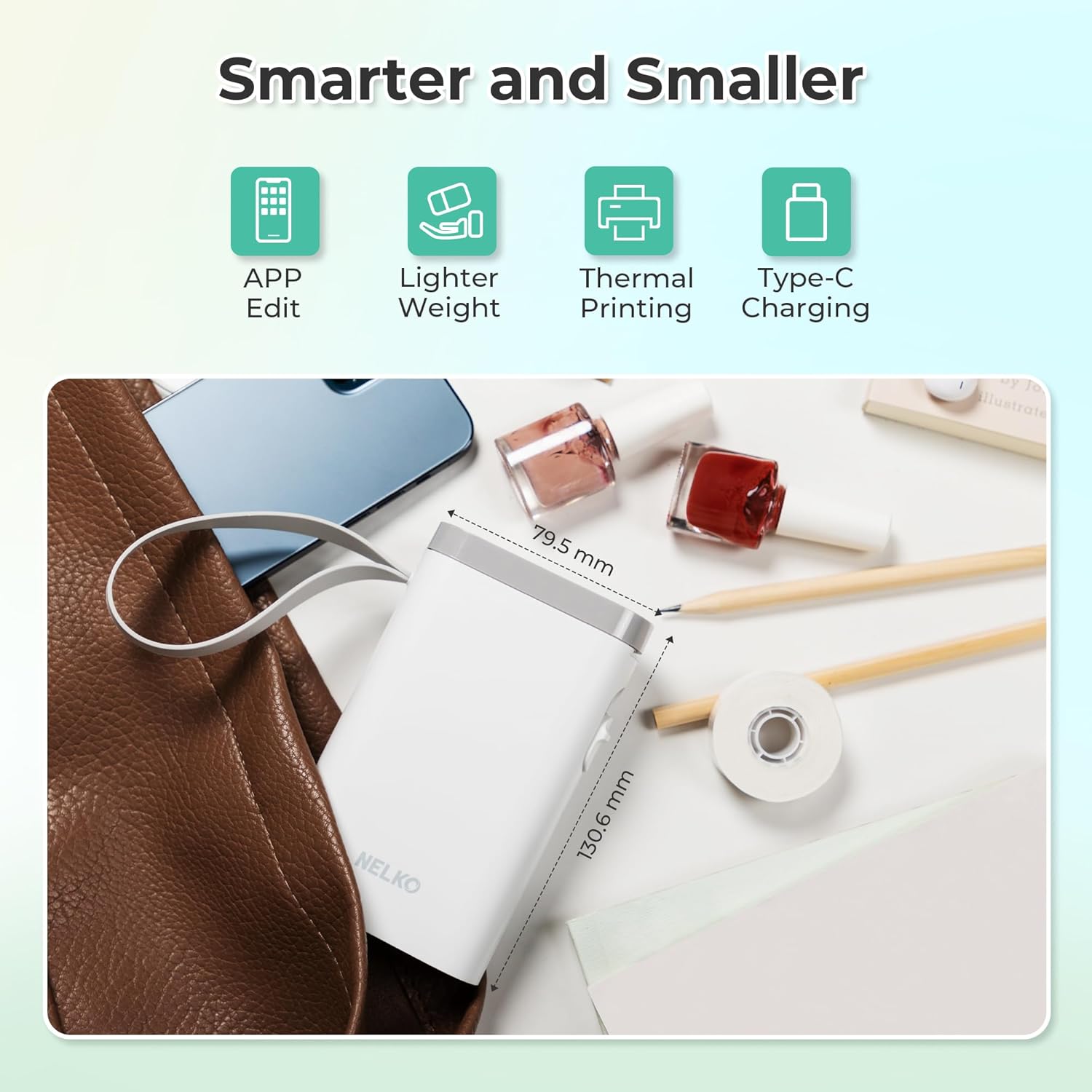 Nelko P21 Bluetooth Label Maker Portable Wireless Mini Label Printer for iOS & Android, Self-Adhesive Sticker Printing Machine for Home Office Organization, White