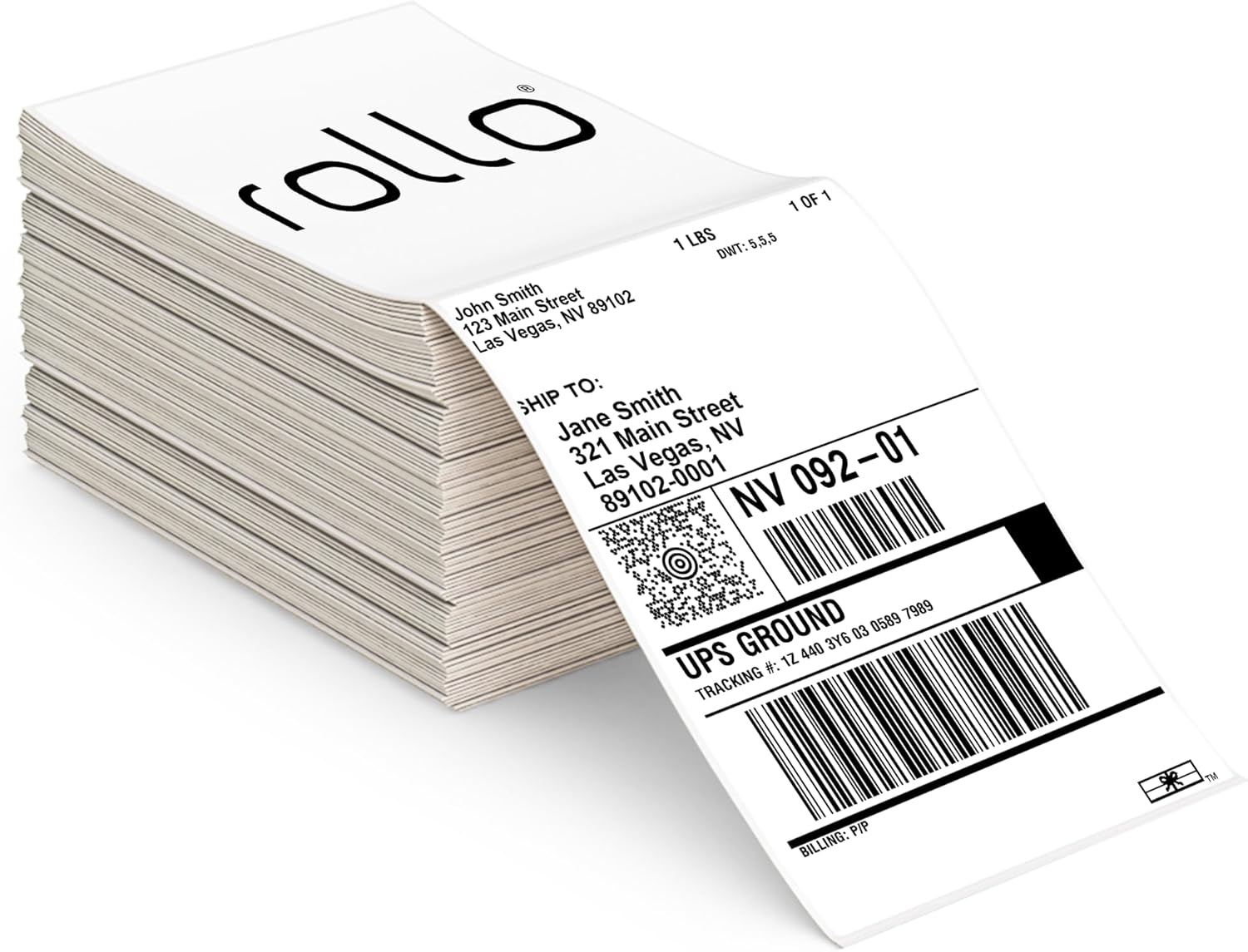 Rollo 4x6 Direct Thermal Shipping Labels Fan-Fold – 500 Pack Commercial Grade Adhesive Labels for Shipping, Barcode & Mailing – Compatible with Rollo, Zebra & Other Thermal Printers