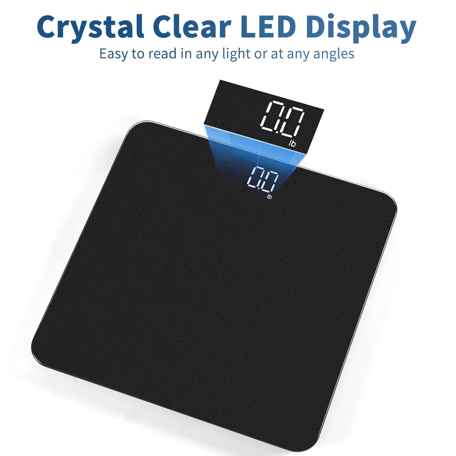 Vitafit Digital Weight Scale High Precision 0.05kg Accuracy Bathroom Weighing Machine, LED Display Step-On Technology, 182kg Capacity, Battery Included, Silver Black