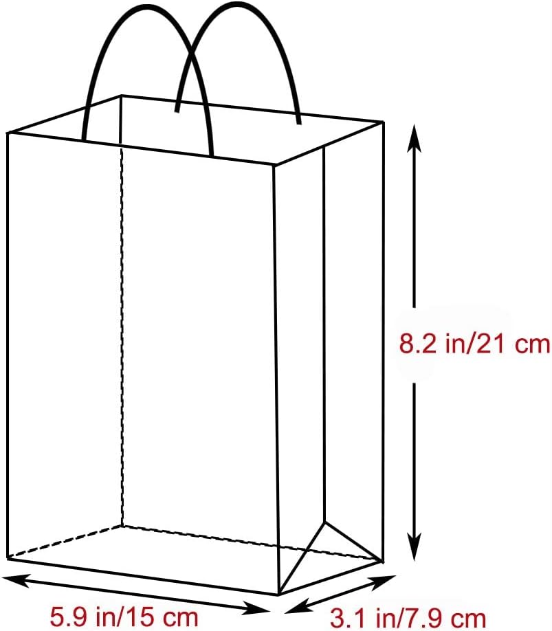 SHOWAY 12PCS Red Kraft Paper Gift Bags with Handles – Eco-Friendly Reusable Shopping Bags, 21x15x8 cm Bulk Retail Party Favor Bags