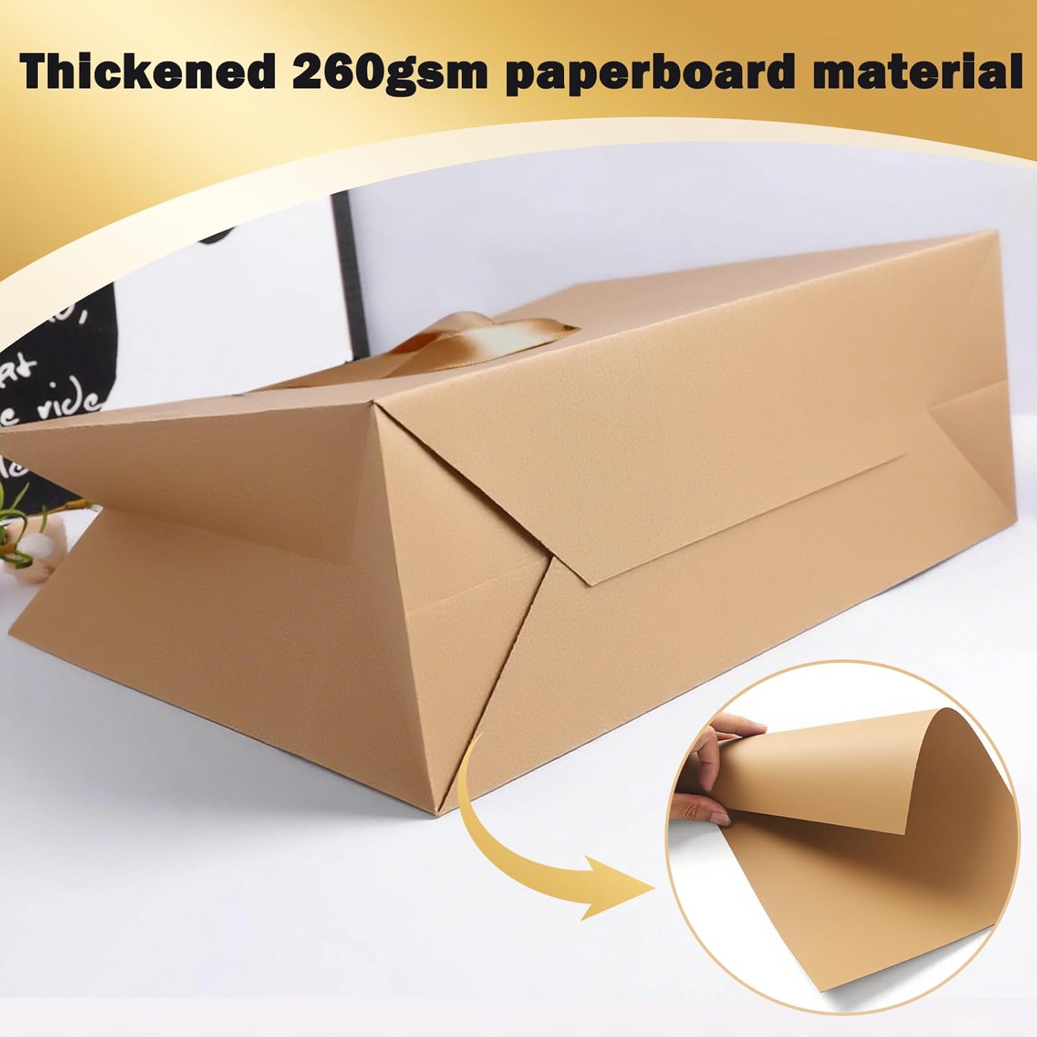 SHIPKEY Extra Large Kraft Paper Gift Bags with Handles (10 Pack, 16x6x12 Inch) – Durable Brown Shopping Bags, Eco-Friendly Retail & Party Packaging Bags
