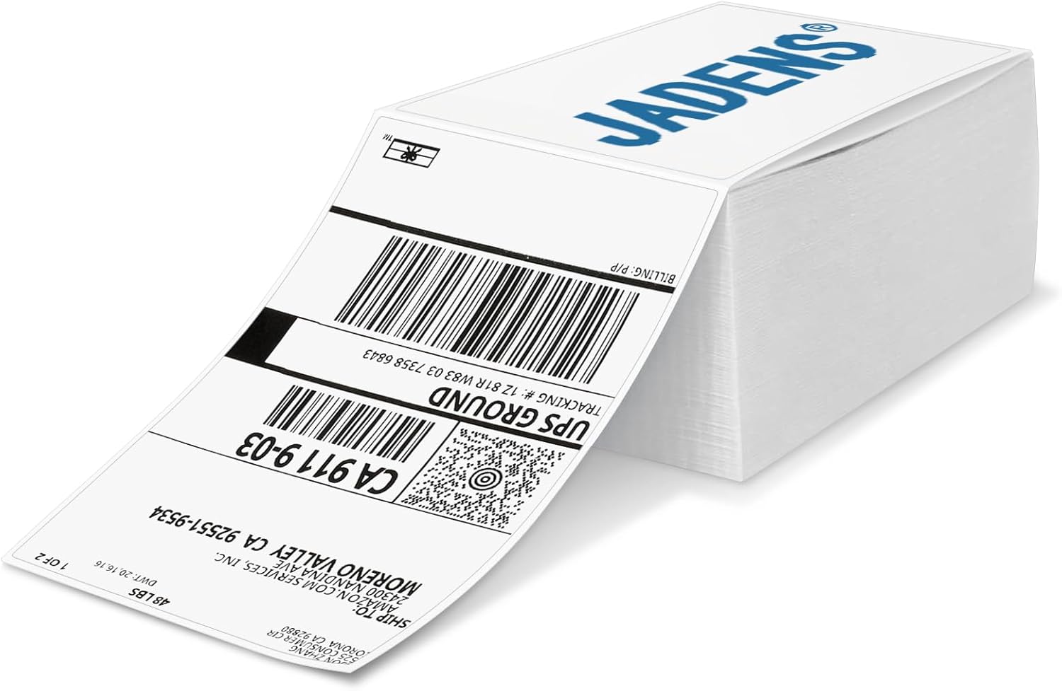 JADENS 4x6 Thermal Shipping Labels – 500 Perforated Fan-Fold Labels, Commercial Grade, Compatible with Rollo, Zebra, Brother Printers (Not for Dymo)