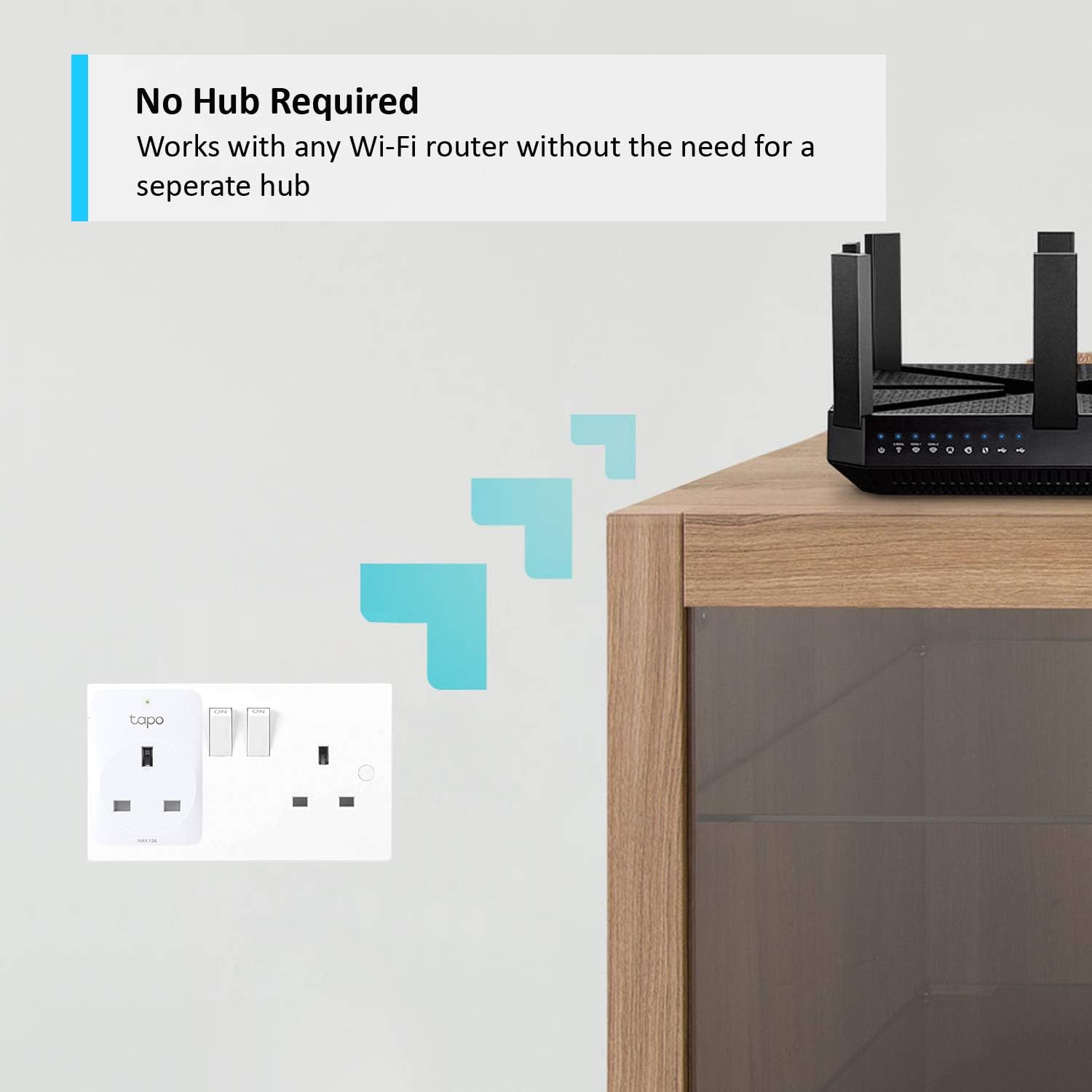 TP-Link Tapo P100 Smart Wi-Fi Plug, Works with Amazon Alexa & Google Home, Wireless Remote Control Socket, Device Sharing, No Hub Required, Energy Efficient Smart Outlet