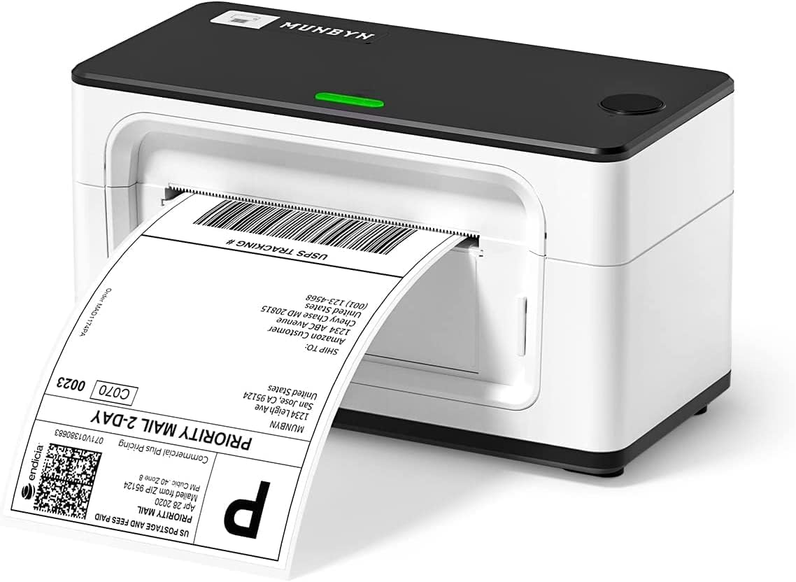 MUNBYN Thermal Label Printer Wireless – High-Speed 4x6 Shipping Label Printer for Shopify, Amazon, eBay, Etsy | Bluetooth & USB Portable Barcode Printer (White).