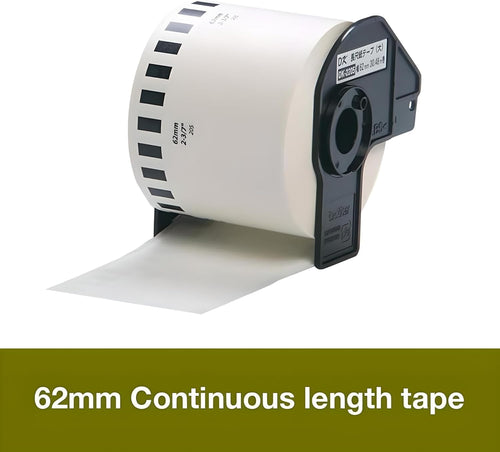 10 Rolls DK-22205 Continuous Paper Labels 62mm x 30.48m – Black on White Compatible with Brother QL-500, QL-550, QL-570, QL-650TD, QL-700, QL-710W, QL-720NW, QL-800, QL-810W, QL-820NWB, QL-1050, QL-1060N, QL-1100, QL-1110NWB