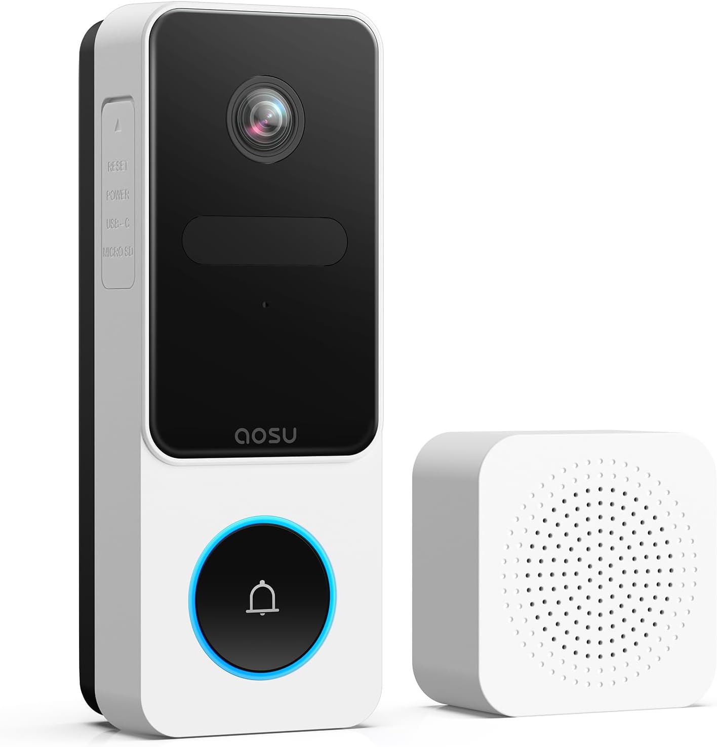 Aosu Wireless Video Doorbell Camera – Head-to-Toe View, Smart Human & Package Detection, 2.4GHz WiFi Doorbell with Chime, Local Storage Support, Works with Alexa & Google Assistant