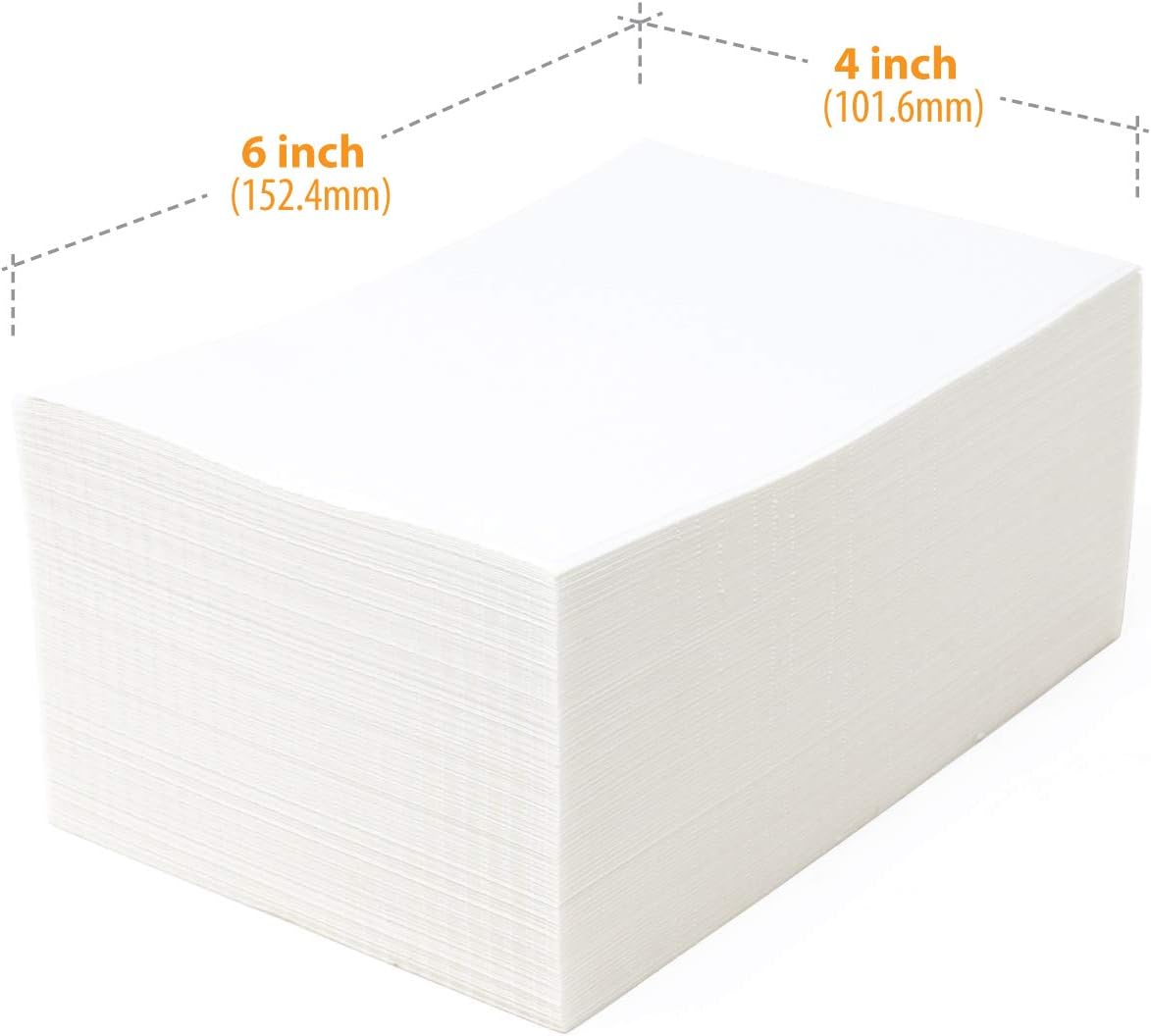 Buhbo 4" x 6" Direct Thermal Shipping Labels – 500 Fanfold Labels, Commercial Grade White, Rollo & Zebra Compatible, Perforated Mailing Labels for eCommerce & Small Business