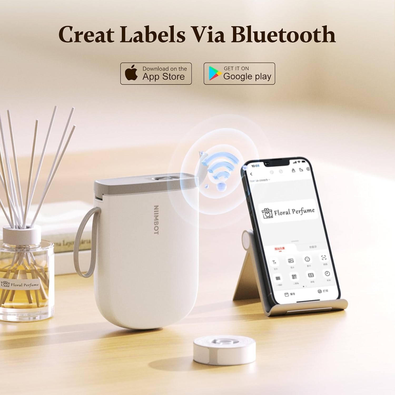 NIIMBOT D11 Bluetooth Mini Label Maker – 300 DPI Portable Thermal Label Printer with Tape, Rechargeable Wireless Sticker Printer for Home, Office & Organization (White)