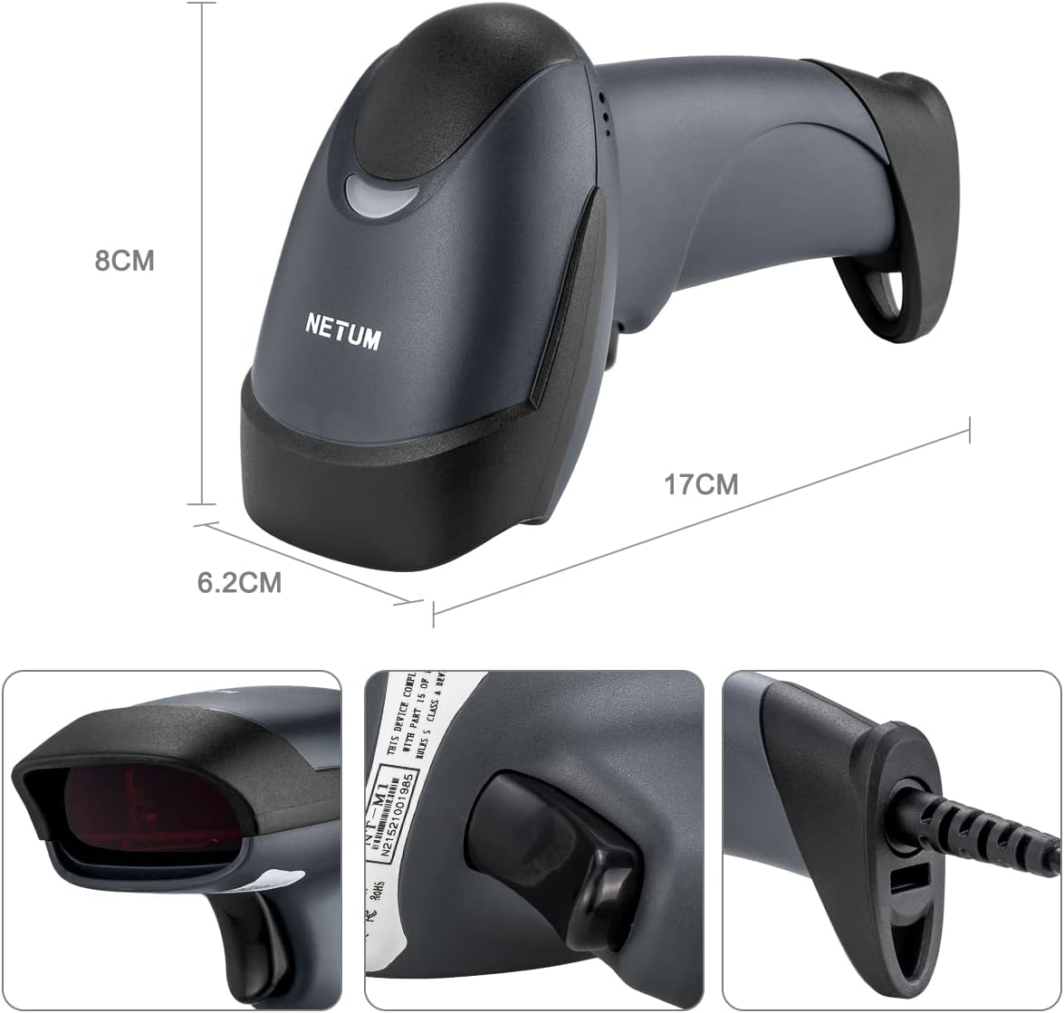 NETUM NT-M1 Handheld 1D Laser Barcode Scanner USB Wired – 32-Bit Fast Scan Barcode Reader for POS System, Supermarket, Retail & Warehouse
