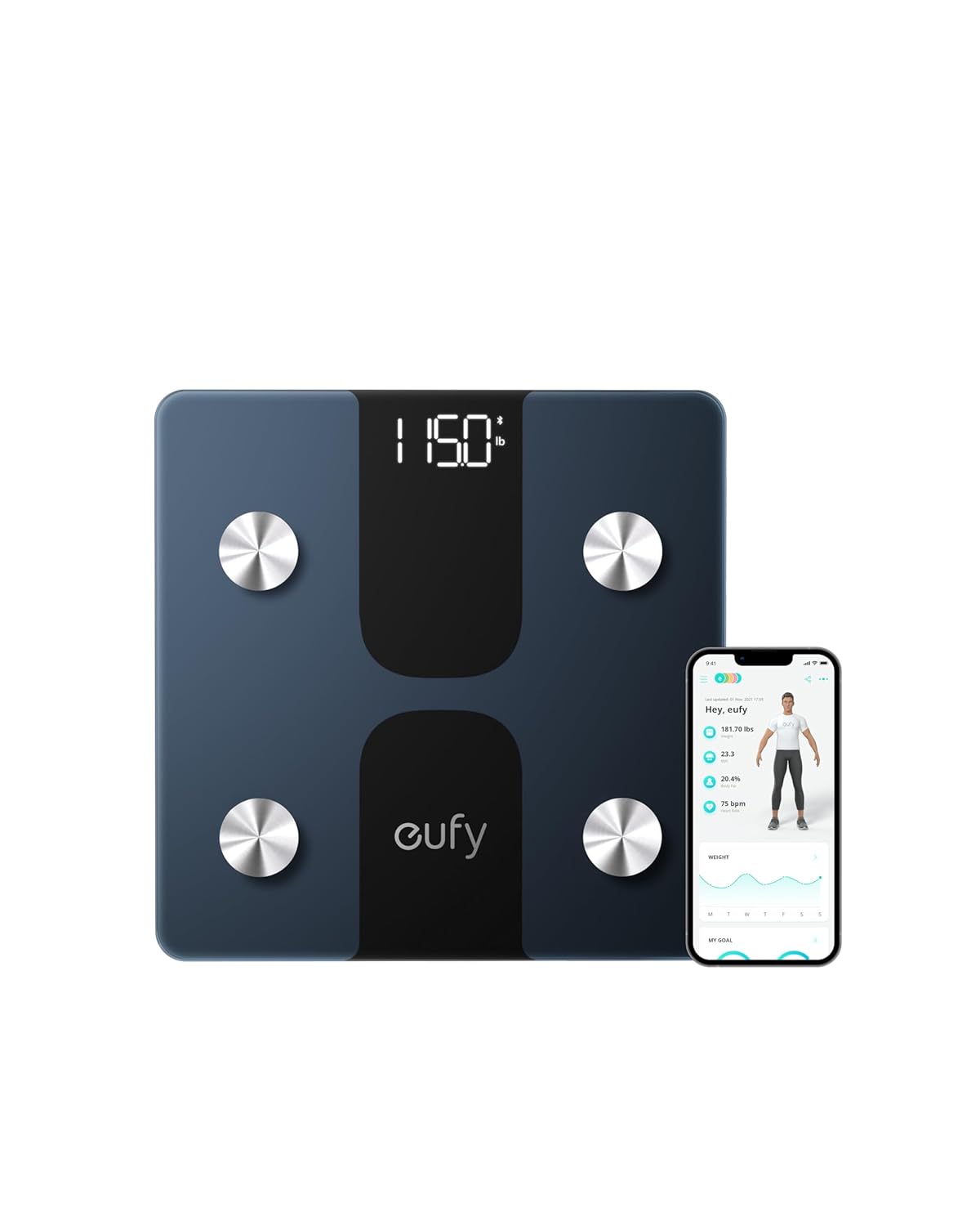 Eufy Smart Scale C1 Bluetooth Body Fat Scale – Digital Bathroom Scale with 15 Body Composition Measurements, BMI Analyzer, Wireless Fitness Tracker, Black, lbs/kg