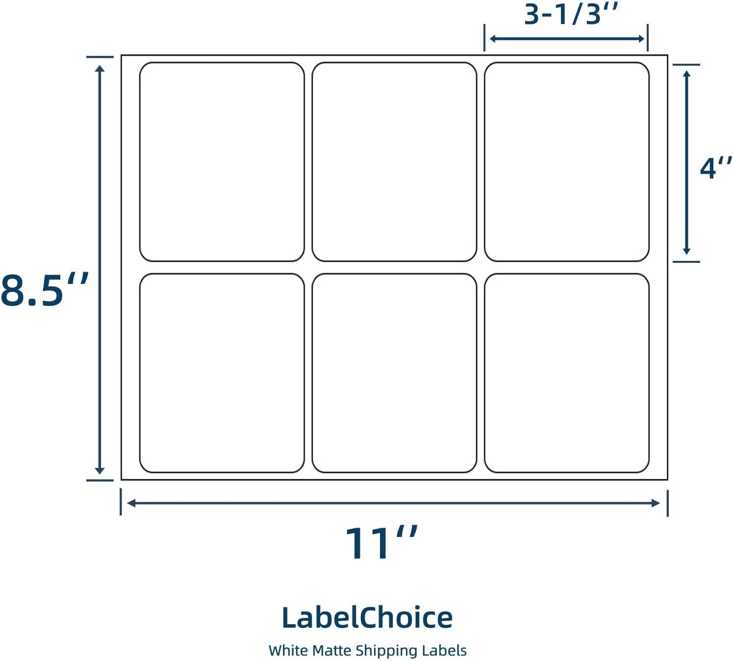 3-1/3" x 4" Shipping Address Labels – 600 Labels (100 Sheets, 6 per Sheet) for Laser & Inkjet Printers, Self-Adhesive Mailing Labels, Printable Shipping Stickers