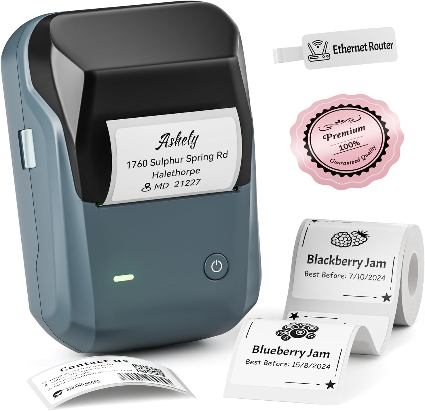 NIIMBOT B1 Bluetooth Label Maker Machine, 2 Inch Thermal Label Printer with Free Tape, Portable Shipping Label Printer for Small Business, Price Tag, Barcode & Home Office Organization