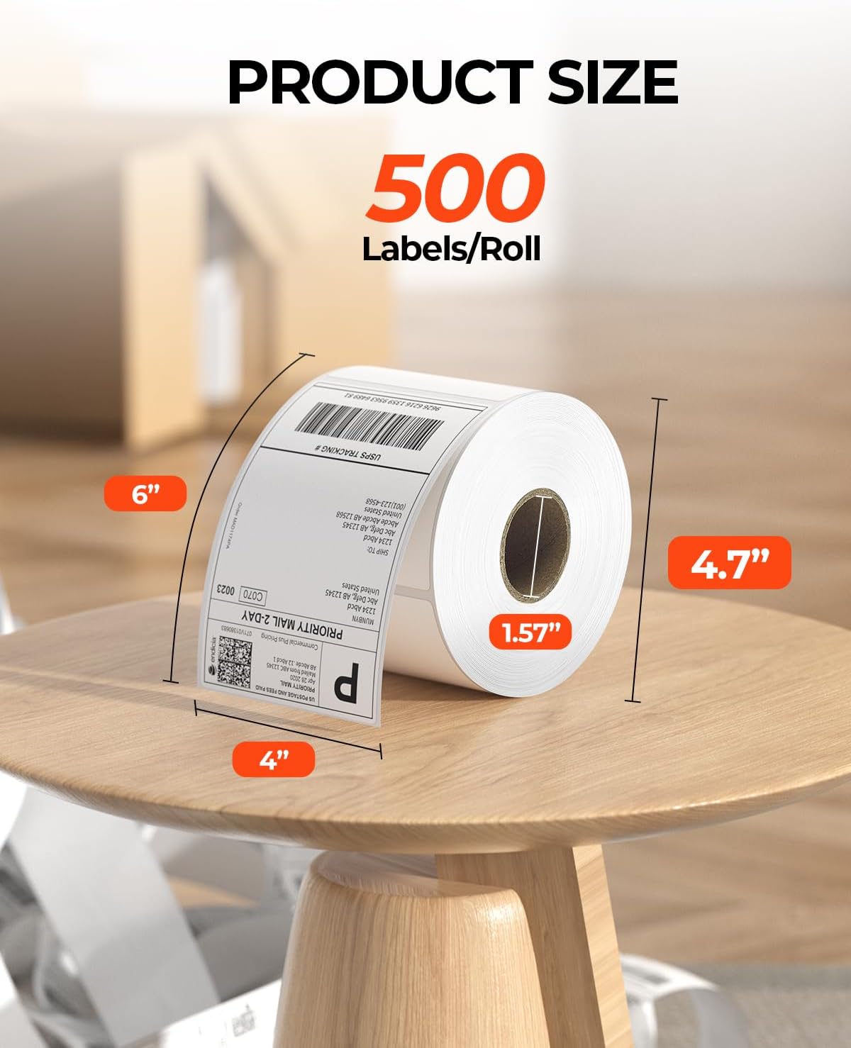 MUNBYN 4x6 Thermal Shipping Labels – 500 Per Roll, Direct Thermal Printer Labels, Commercial Grade Adhesive Mailing Labels for Zebra, Rollo & MUNBYN Printers