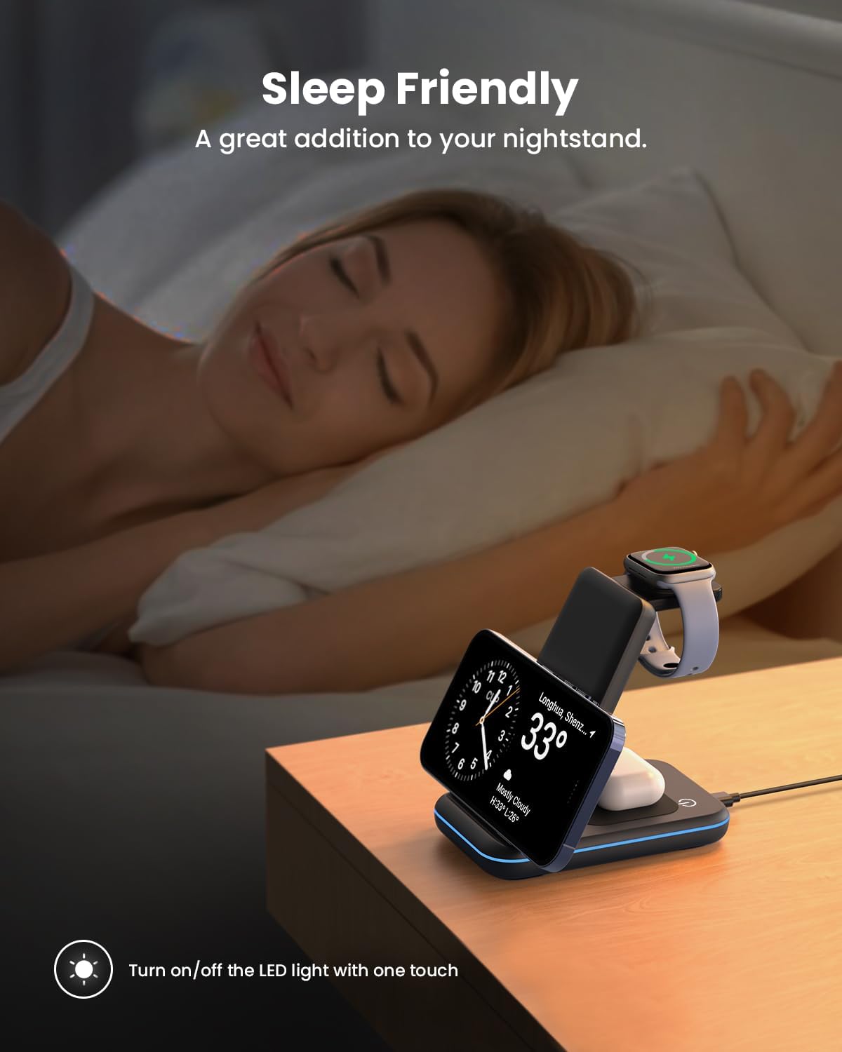 GEEKERA 3 in 1 Wireless Charging Station Foldable Fast Charging Stand for Apple iPhone 16/15/14/13/12, Apple Watch Ultra, and AirPods Pro – Portable MagSafe Compatible Charging Dock for Travel & Home