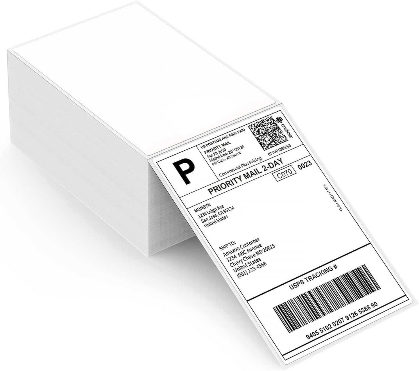 MUNBYN 4x6 Thermal Shipping Labels – 500 Fanfold Direct Thermal Labels, Commercial Grade, Perforated, BPA-Free, Compatible with Zebra, Rollo, MUNBYN Printers