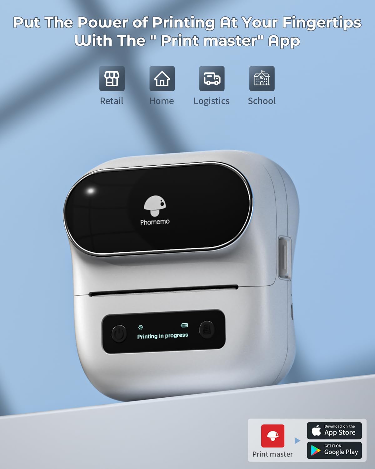 Phomemo M220 Label Maker Machine – 3 Inch Bluetooth Barcode Label Printer, Portable Sticker & Address Label Maker for Small Business, Shipping, Retail, Compatible with iOS, Android & PC, Supports Arabic & English