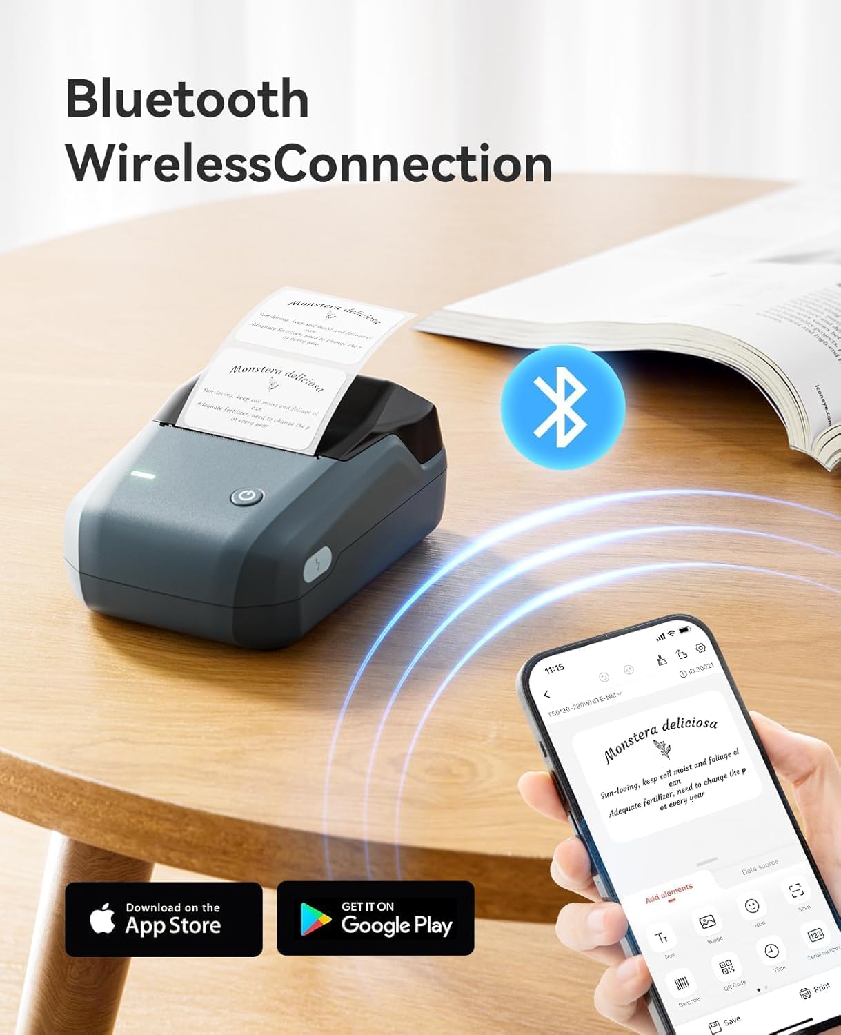 NIIMBOT B1 Bluetooth Label Maker with 3 Label Rolls (50x30mm, 50x50mm, 50x80mm) – Portable Thermal Printer for Small Business, Office, Home & School – Wireless Sticker & Barcode Printer (Blue)