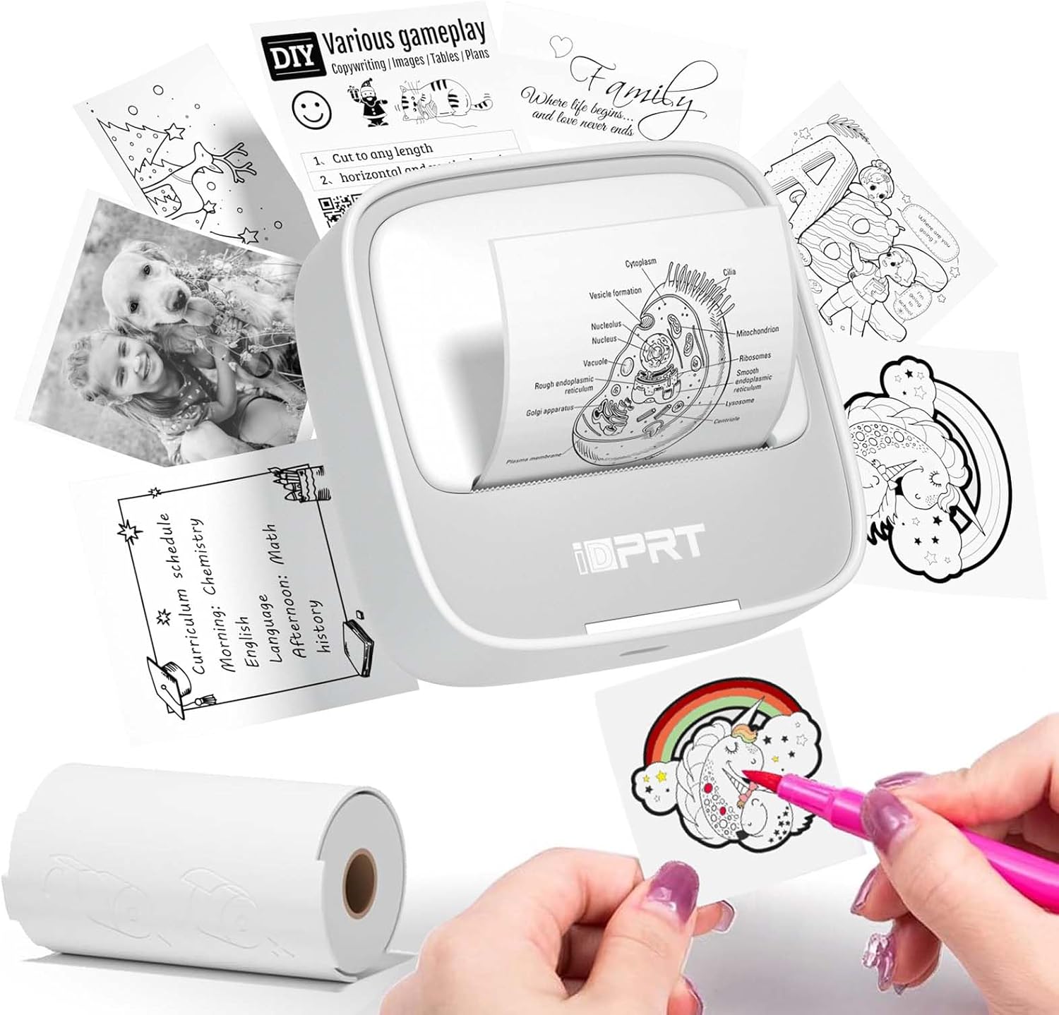 iDPRT Portable Sticker Printer – Mini Inkless Bluetooth Thermal Label Maker for iPhone & Android | Pocket Printer for Labels, Barcodes, DIY Journaling & Kids Gift (Gray)