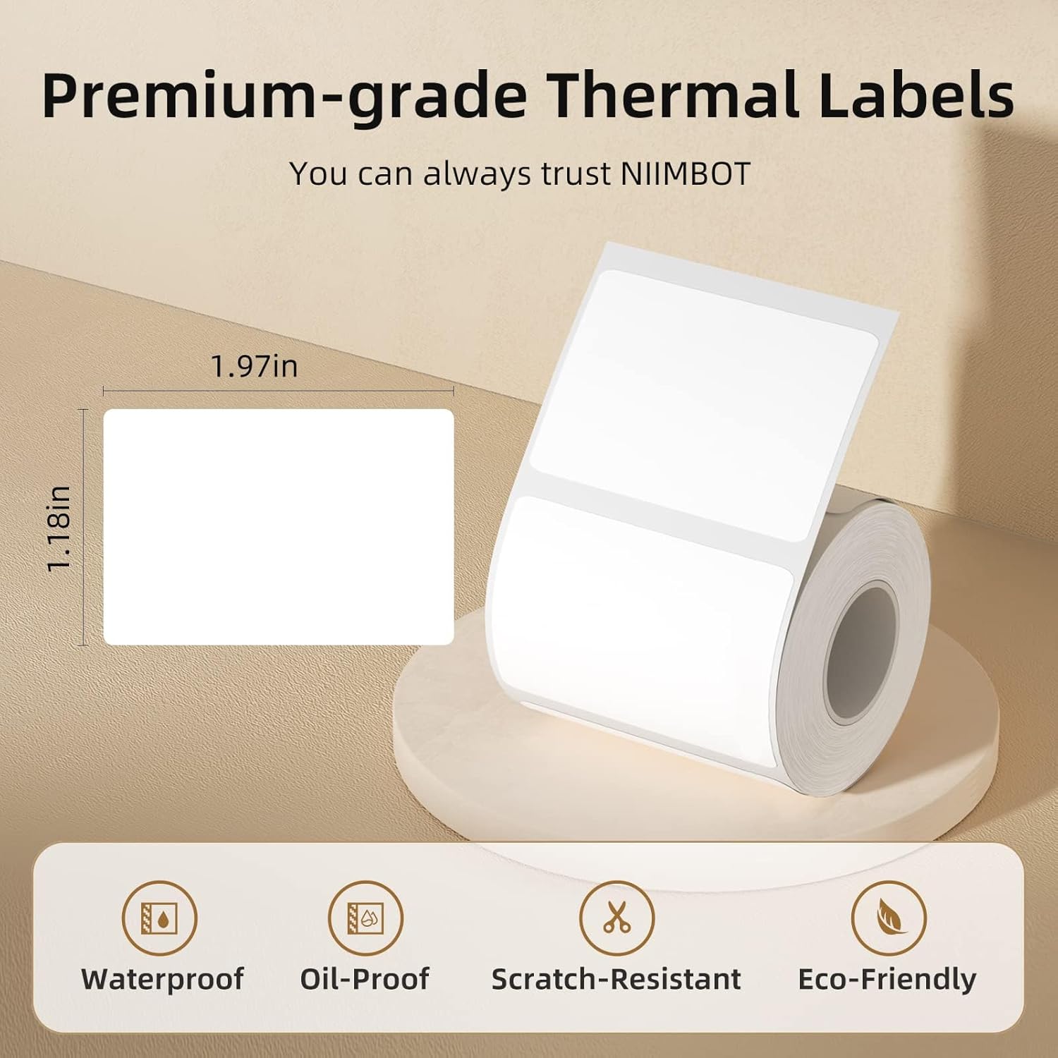 NIIMBOT Thermal Labels 50x30mm (230 Labels/Roll) for B1 B21 B3S Label Maker – Waterproof, Oil-Resistant, Self-Adhesive White Sticker Paper for Home, Office & Small Business