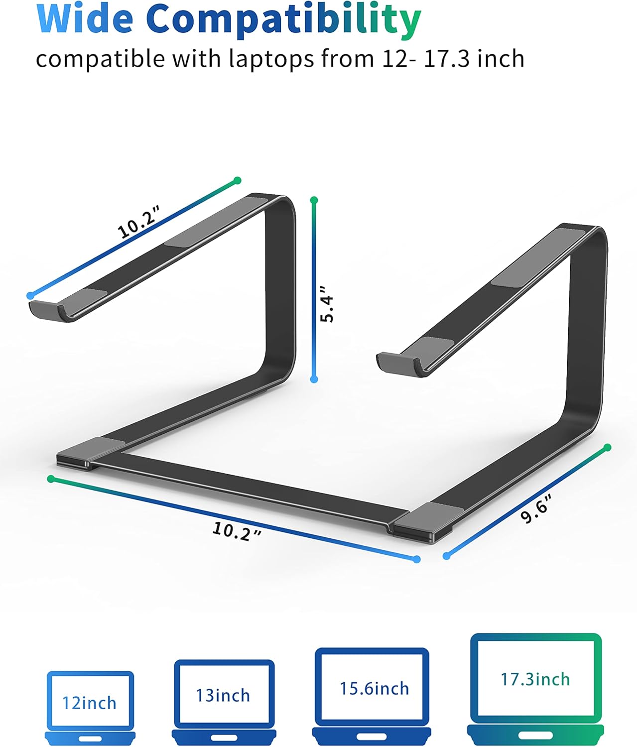 BESIGN LS03 Aluminum Laptop Stand – Ergonomic Detachable Notebook Riser for 10–15.6” Laptops | MacBook Air/Pro, Dell, HP, Lenovo Compatible – Black