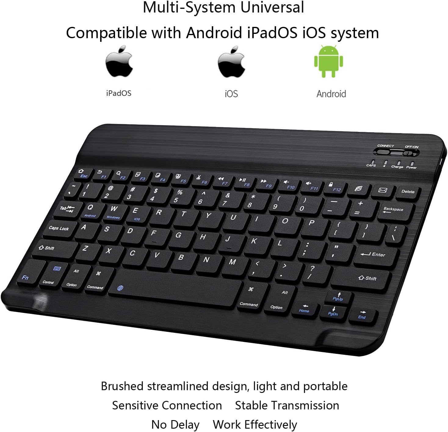 Xukinroy Ultra-Slim Bluetooth Keyboard, Portable Mini Wireless Rechargeable Keyboard for iPad, iPhone, Samsung, Tablets & Smartphones – Compatible with iOS, Android & Windows (10-Inch, Black)