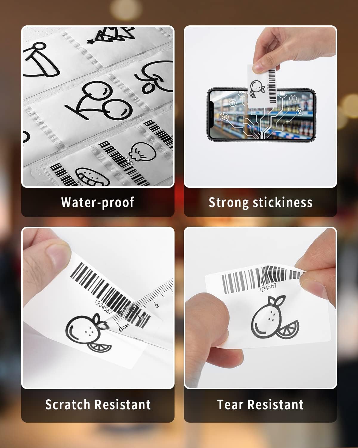 Phomemo Thermal Labels 40x30mm (1.57" x 1.18") – 3 Rolls, 230 Labels/Roll – Compatible with M110/M120/M200/M220/M110S – Barcode, FNSKU, FBA Shipping Labels – Black on White Adhesive Stickers