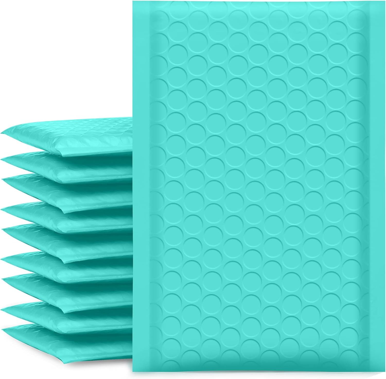 UCGOU 4x8 Inch Teal Poly Bubble Mailers 50 Pack | Self-Seal Padded Shipping Envelopes | Waterproof, Tear-Resistant Small Mailing Bags for Jewelry, Cosmetics & Small Business Packaging