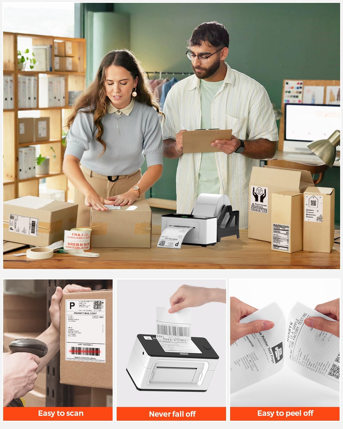 MUNBYN 4x6 Thermal Shipping Labels – 500 Per Roll, Direct Thermal Printer Labels, Commercial Grade Adhesive Mailing Labels for Zebra, Rollo & MUNBYN Printers