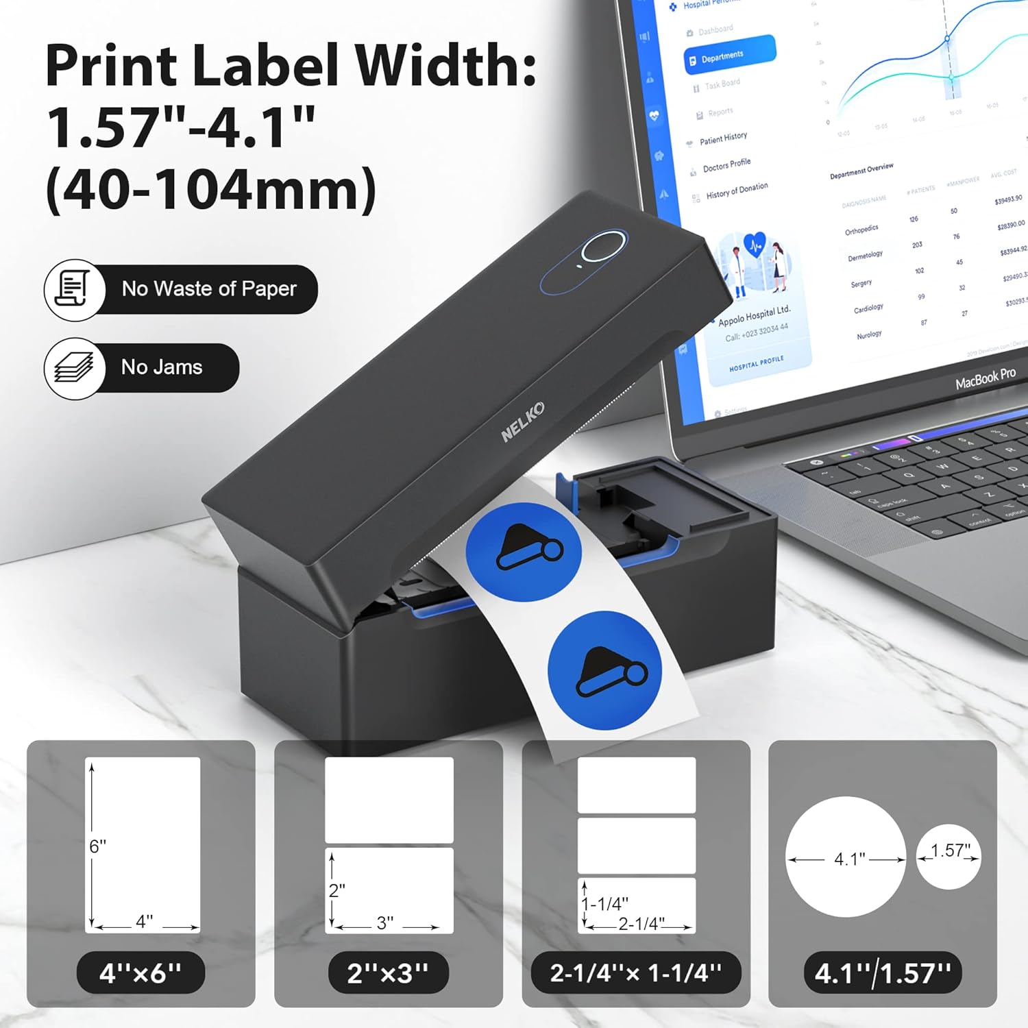 Nelko Bluetooth Thermal Shipping Label Printer 4x6 – Wireless Label Printer for Android, iPhone & Windows | Ideal for Amazon, eBay, Shopify, Etsy, USPS