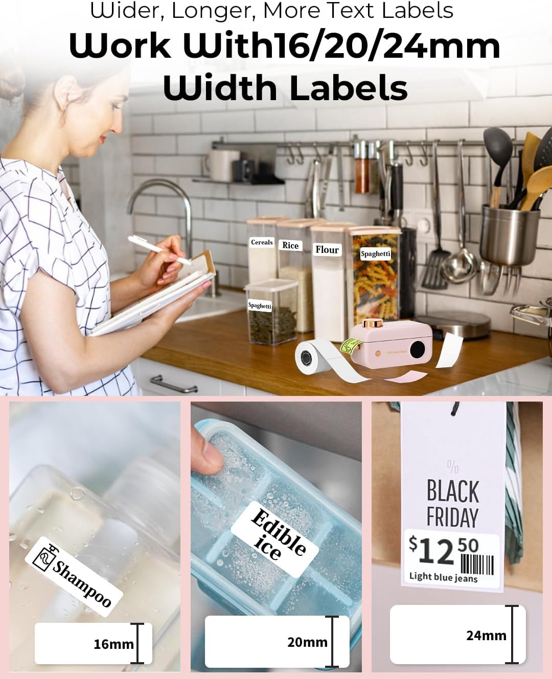 Phomemo D50 Mini Label Maker Machine with Cutter – Portable Thermal Label Printer for 3/4"–7/8" Tape, Bluetooth Labeler for Home, Office, School Organization, Compatible with iOS & Android