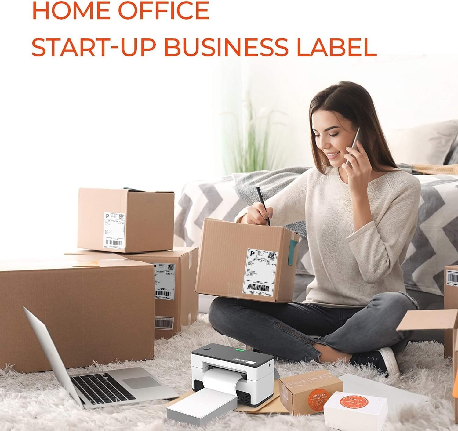MUNBYN 4x6 Thermal Shipping Labels – Pack of 500 Fanfold Direct Labels, Commercial Grade Adhesive, Compatible with Thermal Printers for Shipping, Packaging & E-commerce