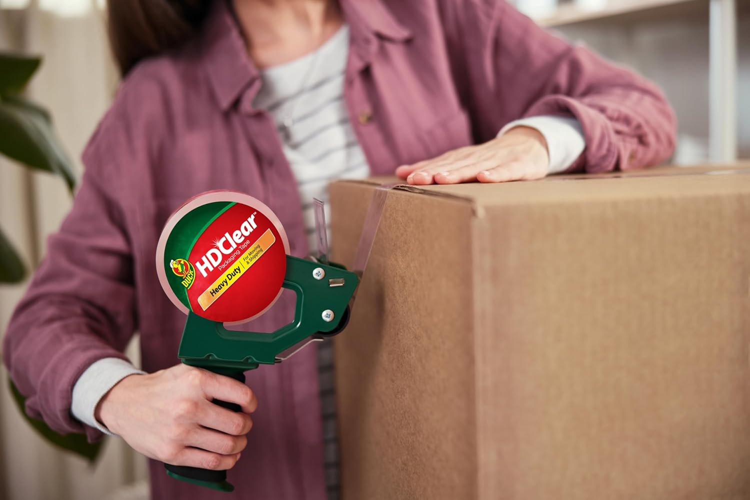 Duck Brand Standard Tape Gun Dispenser for Packing Tape Rolls Up to 2-Inch Wide – Heavy-Duty Handheld Packaging Tape Dispenser (Model 394600)