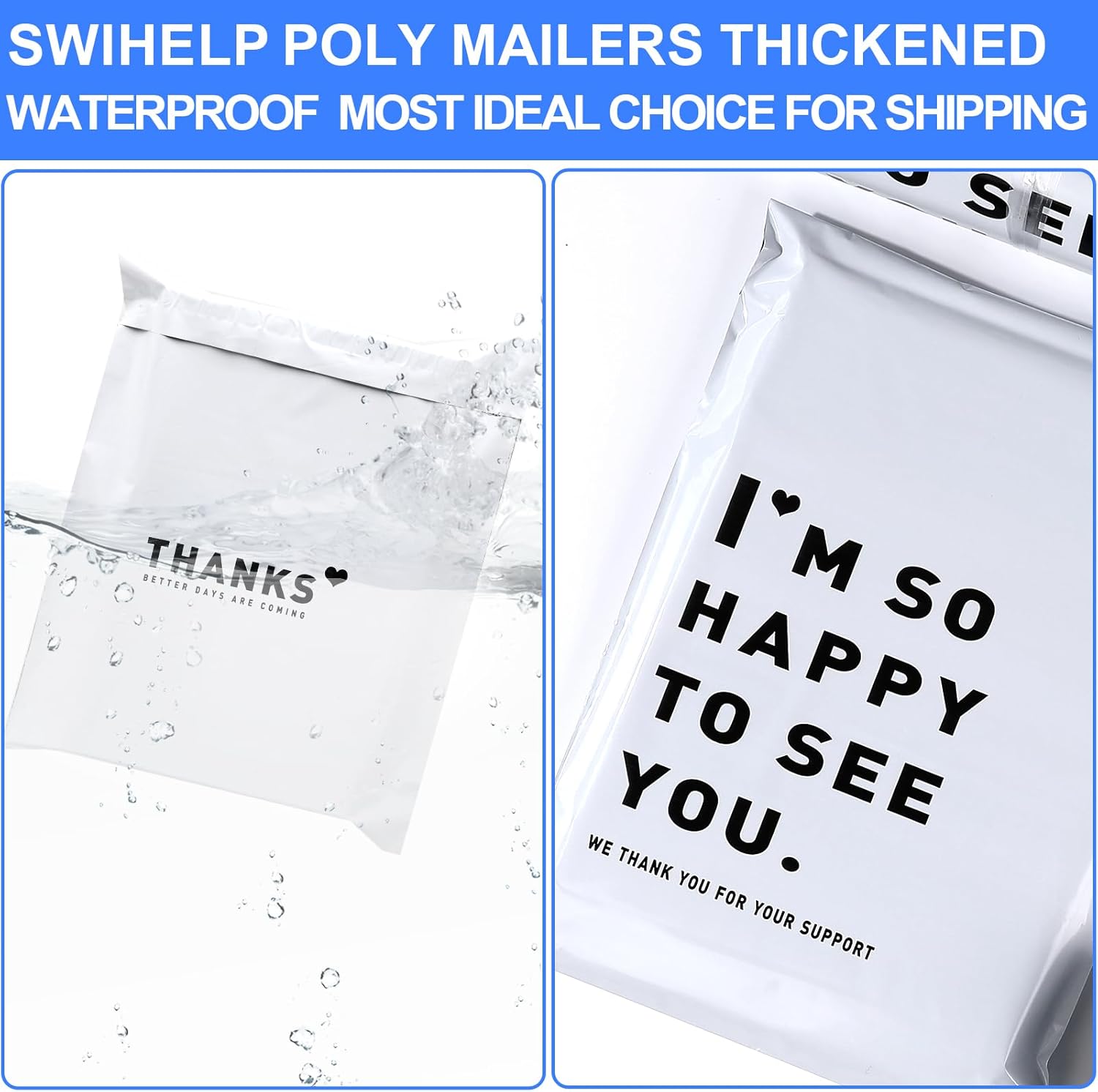 200 PCS Poly Mailers Shipping Bags 25x35CM – Self-Sealing Waterproof Courier Envelopes for E-commerce Packaging & Business Use