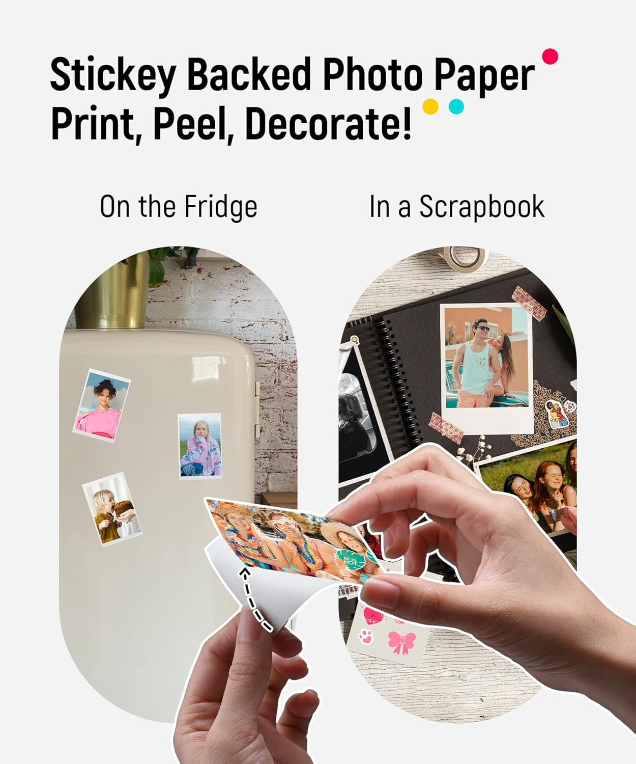 Liene 2x3” Mini Photo Printer – Portable Bluetooth 5.0 Zink Printer with 5 Adhesive Photo Papers, Wireless Instant Color Printing for iOS & Android Smartphones, Compact Pocket Printer (Pearl White)