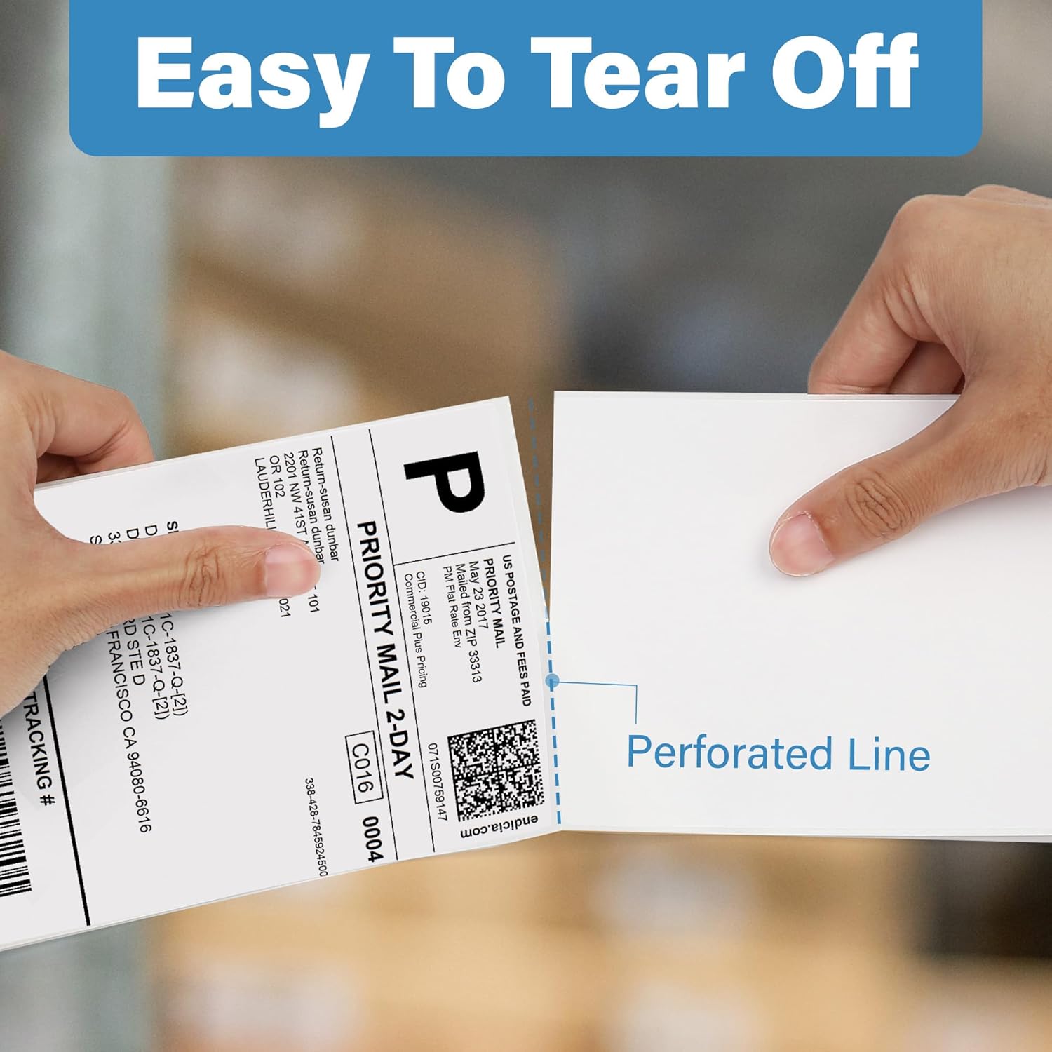 LotFancy 4x6 Direct Thermal Shipping Labels – 4 Rolls (1000 Labels Total, 250/Roll), 1" Core, Perforated White Mailing Labels Compatible with Zebra 2844, ZP-450, ZP-500, ZP-505 Printers