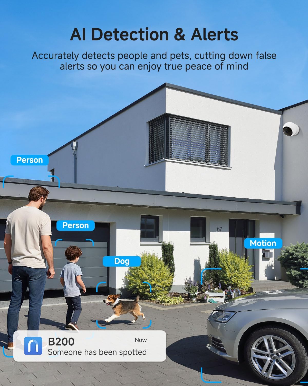 Noorio B200 Wireless Security Camera 1080P | Battery Powered Home Surveillance Cam with 32GB Local Storage, Color Night Vision, Spotlight, Motion Detection | Works with Alexa, Easy Setup