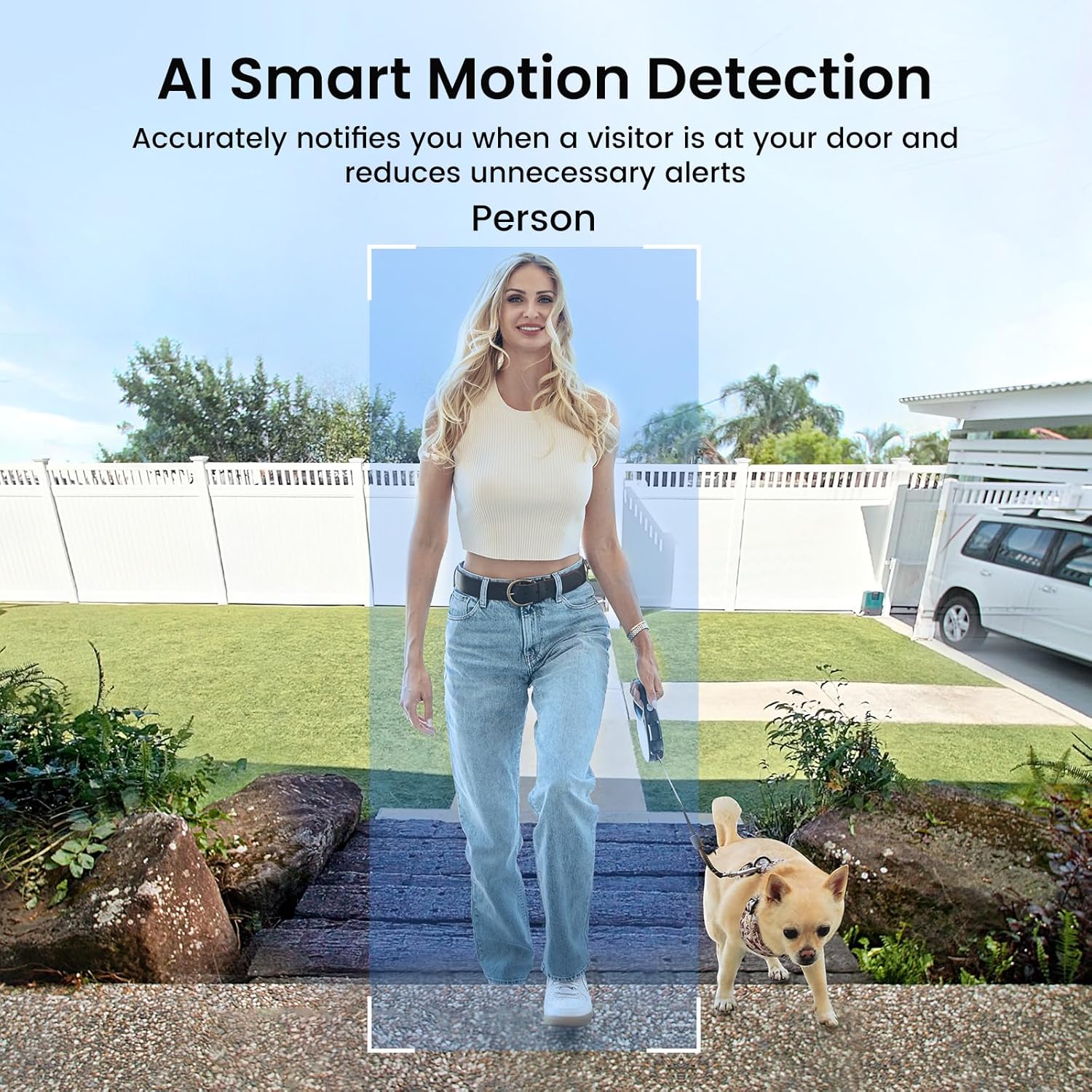 Aosu Wireless Video Doorbell Camera – Head-to-Toe View, Smart Human & Package Detection, 2.4GHz WiFi Doorbell with Chime, Local Storage Support, Works with Alexa & Google Assistant