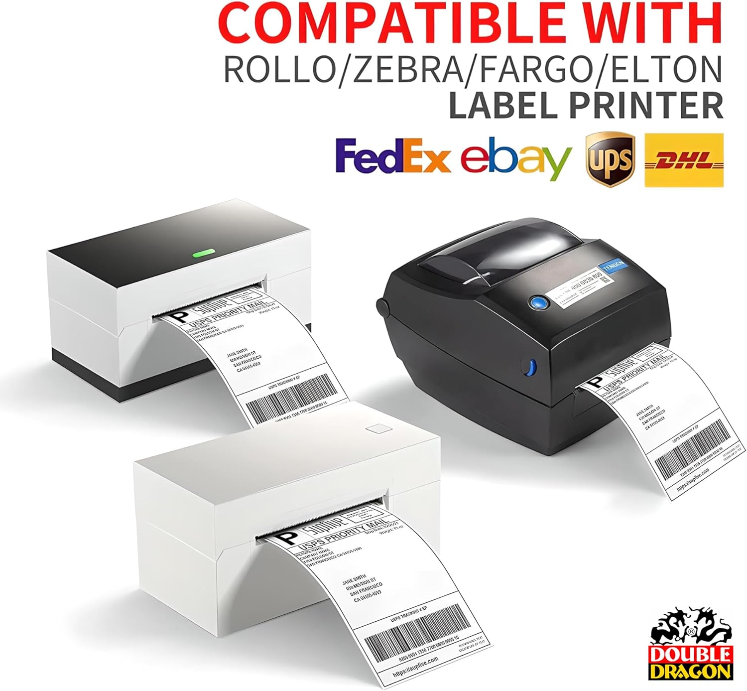 Double Dragon 4x6 Thermal Labels (100x150mm) – 500 Premium Self-Adhesive Direct Thermal Labels for Zebra, MUNBYN & Shipping Printers