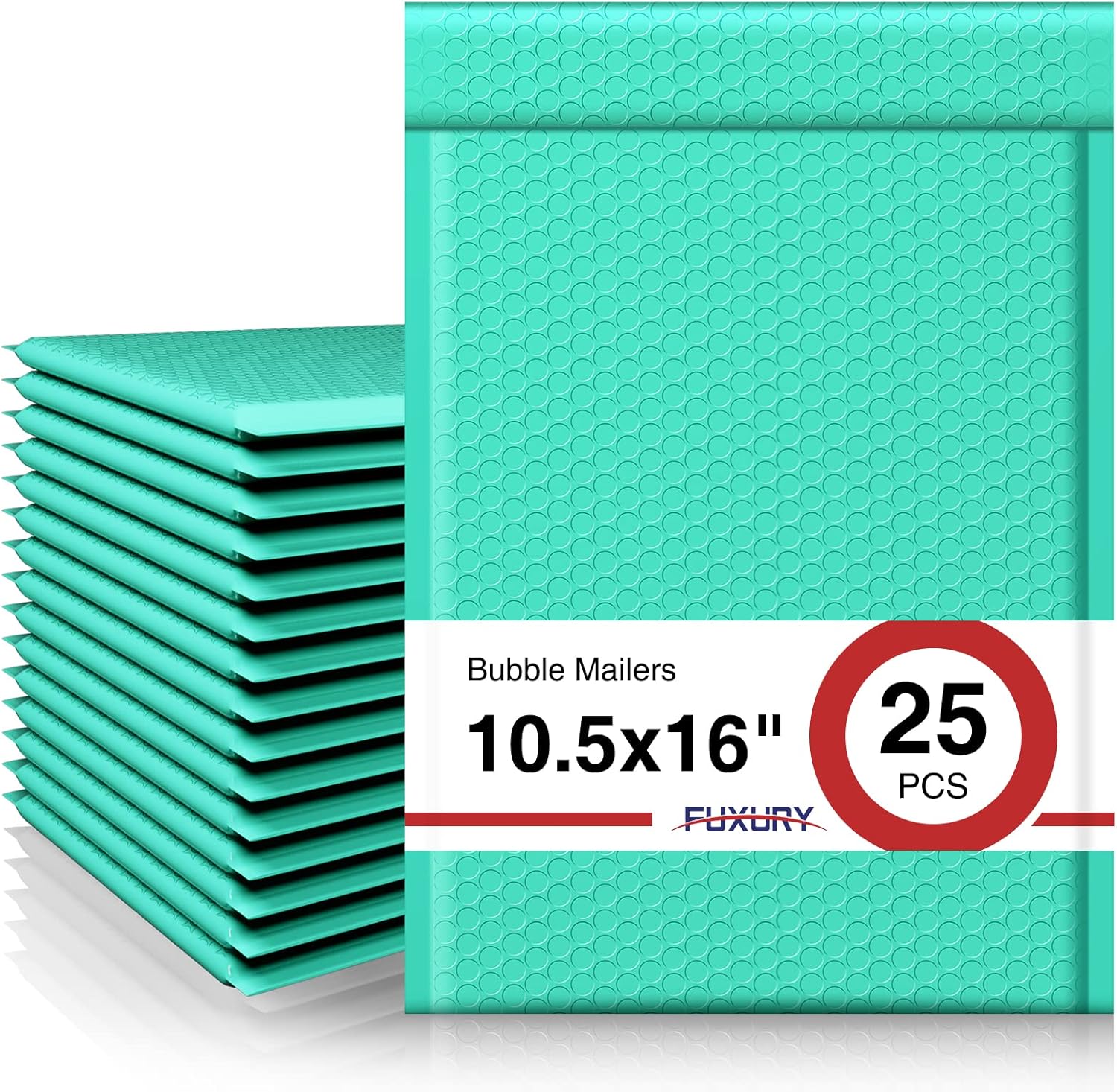 Fuxury Teal Bubble Mailers 10.5x16 Inch – Poly Padded Shipping Envelopes, Self-Seal Waterproof Bubble Mailers for Small Business Packaging, Durable Lightweight Mailing Bags, 25 Pack