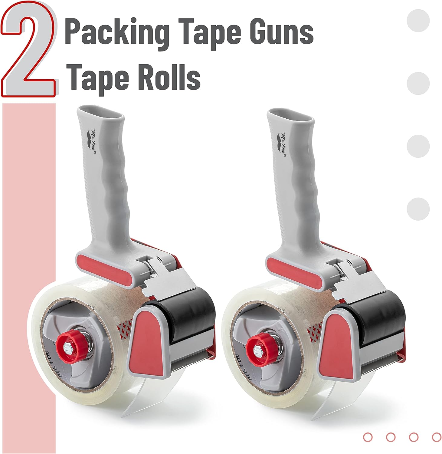 Mr. Pen Packing Tape Dispenser Gun 2-Inch (2 Pack) with 2 Rolls Clear Tape – Heavy Duty Tape Gun for Packaging, Moving & Shipping Boxes