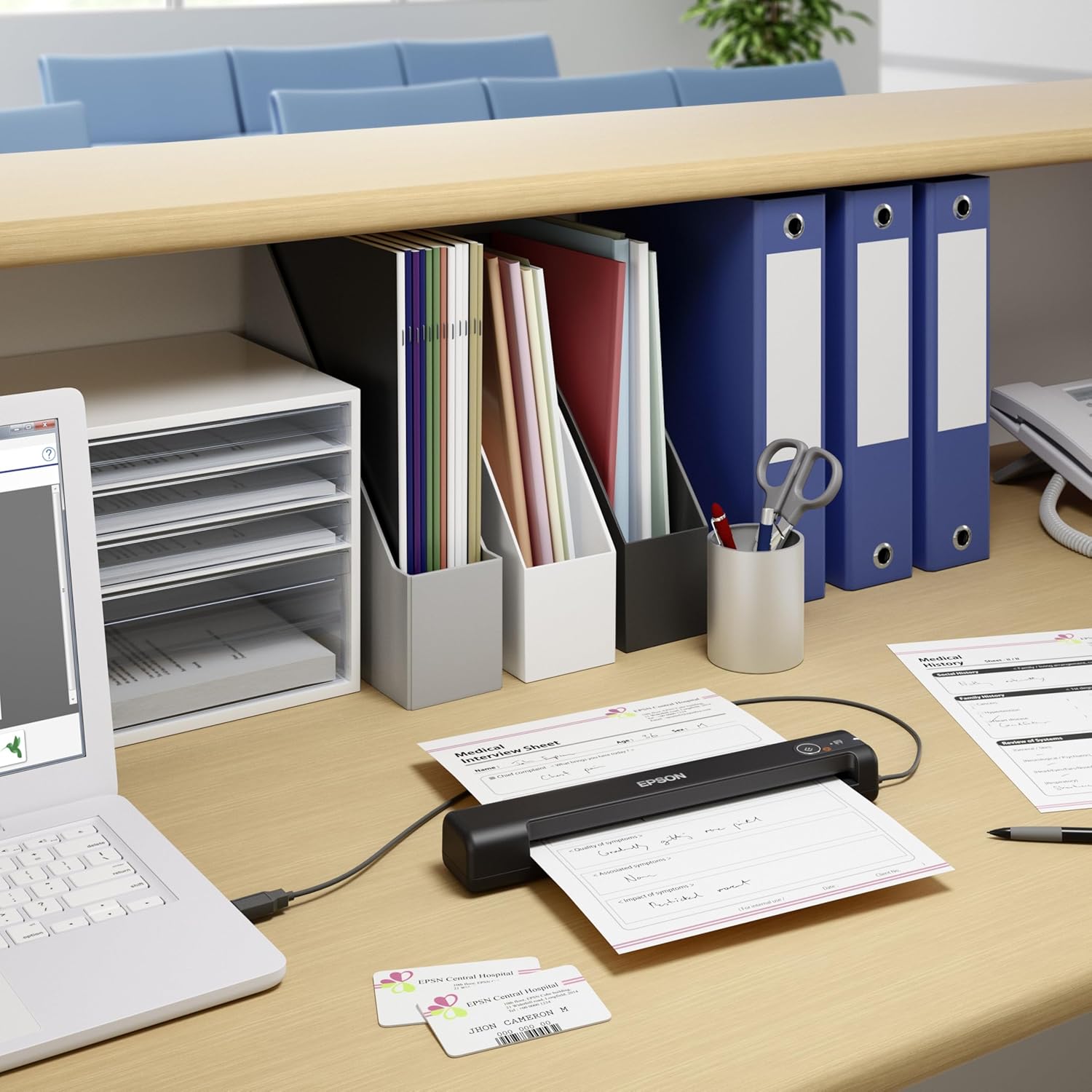 Epson WorkForce ES-50 Scanner Portable Document Scanner, Ultra Lightweight USB Powered Sheet-Fed Scanner, Fast Scan for Receipts & Documents, Compact Design, Black