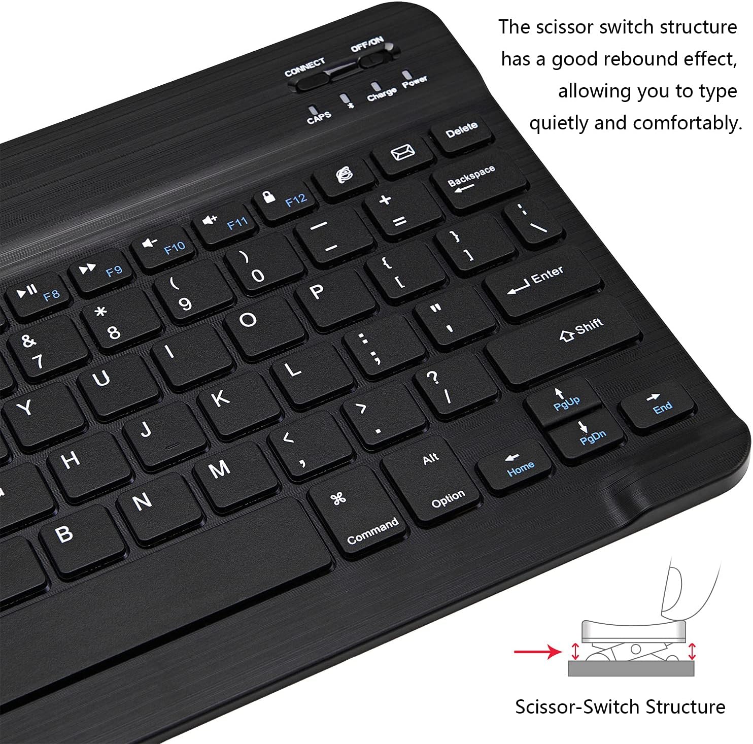 Xukinroy Ultra-Slim Bluetooth Keyboard, Portable Mini Wireless Rechargeable Keyboard for iPad, iPhone, Samsung, Tablets & Smartphones – Compatible with iOS, Android & Windows (10-Inch, Black)